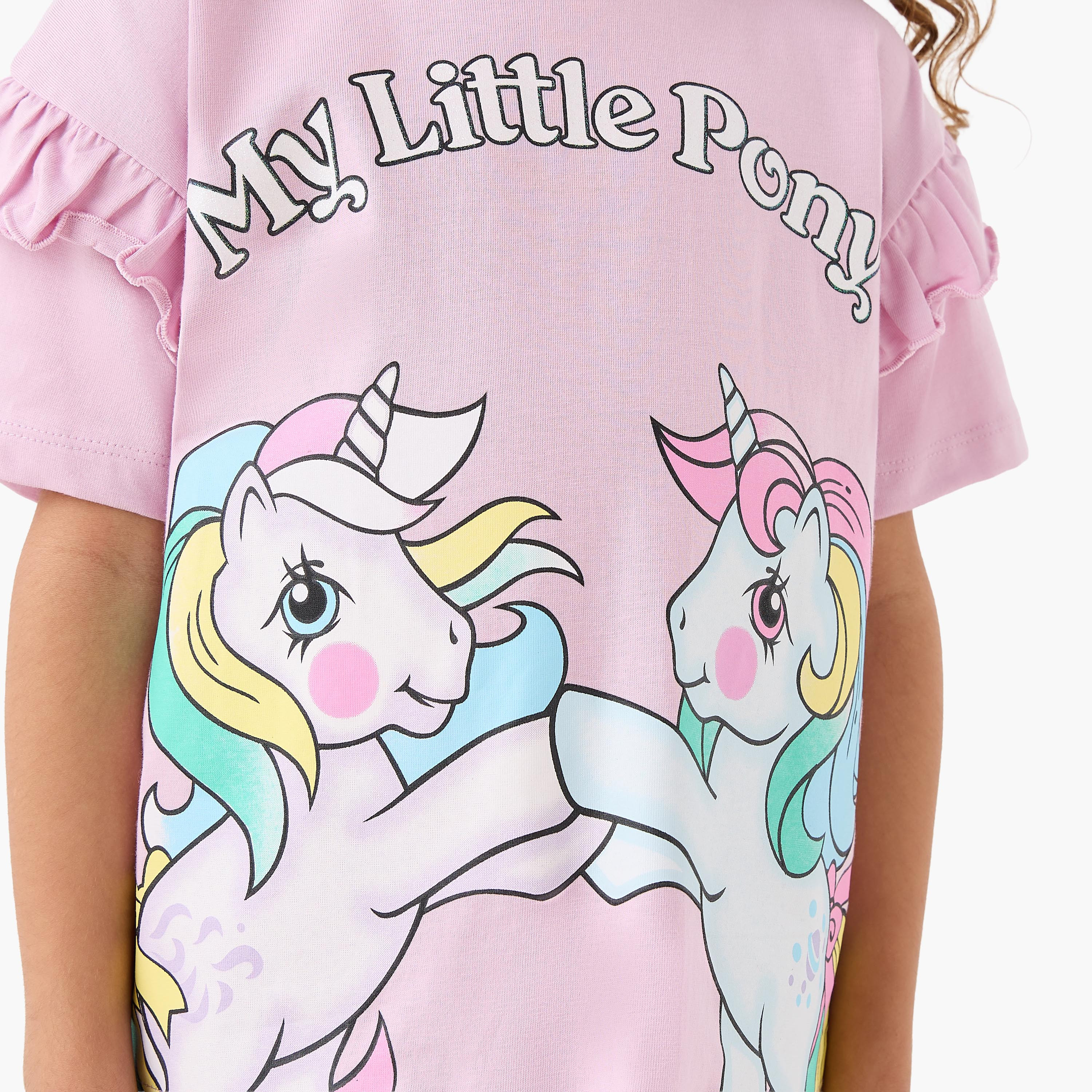 Pack of 2 Hasbro Round Neck Short Sleeves T-shirt with My Little Pony Print-girls-clothing-tshirts-image-6