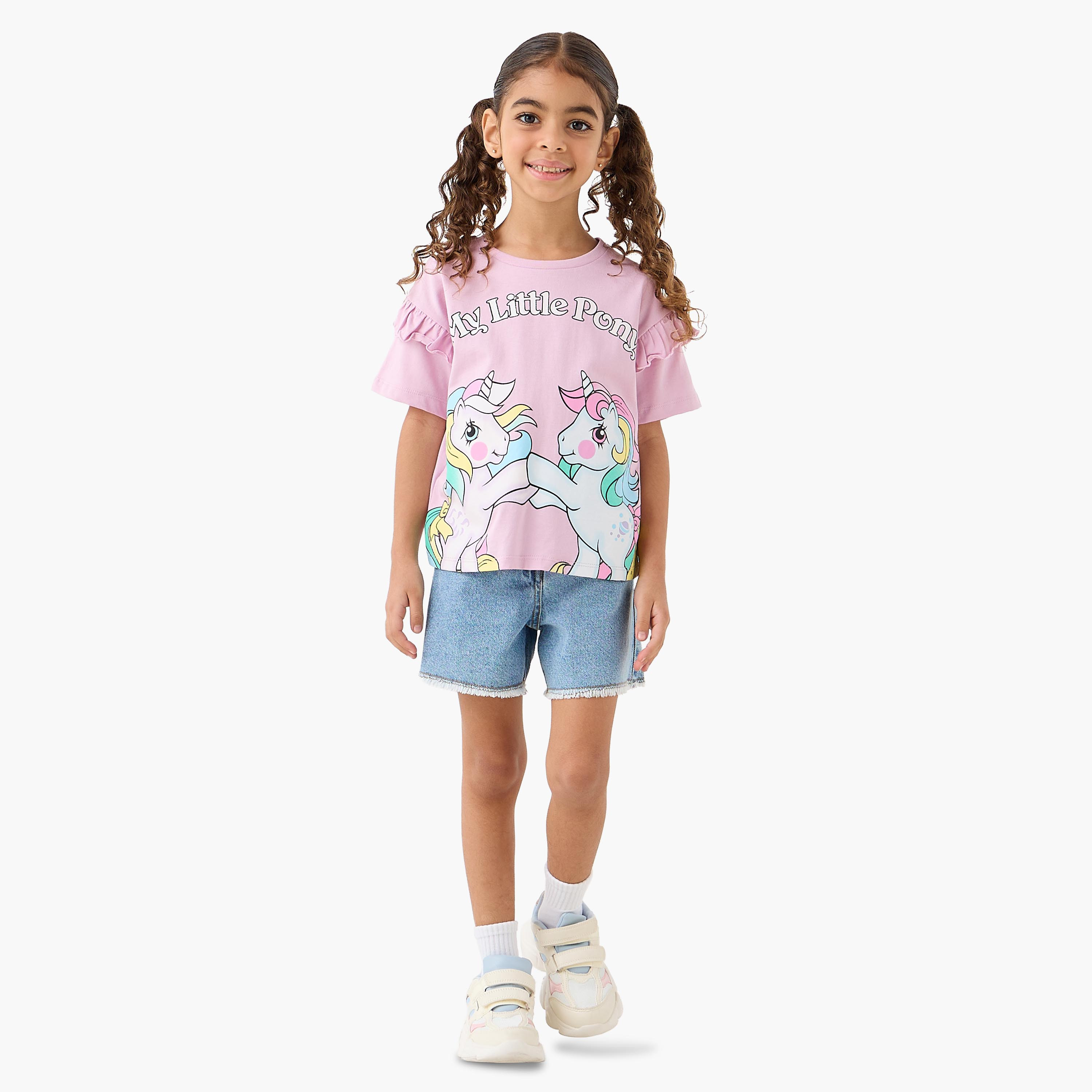 Pack of 2 Hasbro Round Neck Short Sleeves T-shirt with My Little Pony Print-girls-clothing-tshirts-image-7