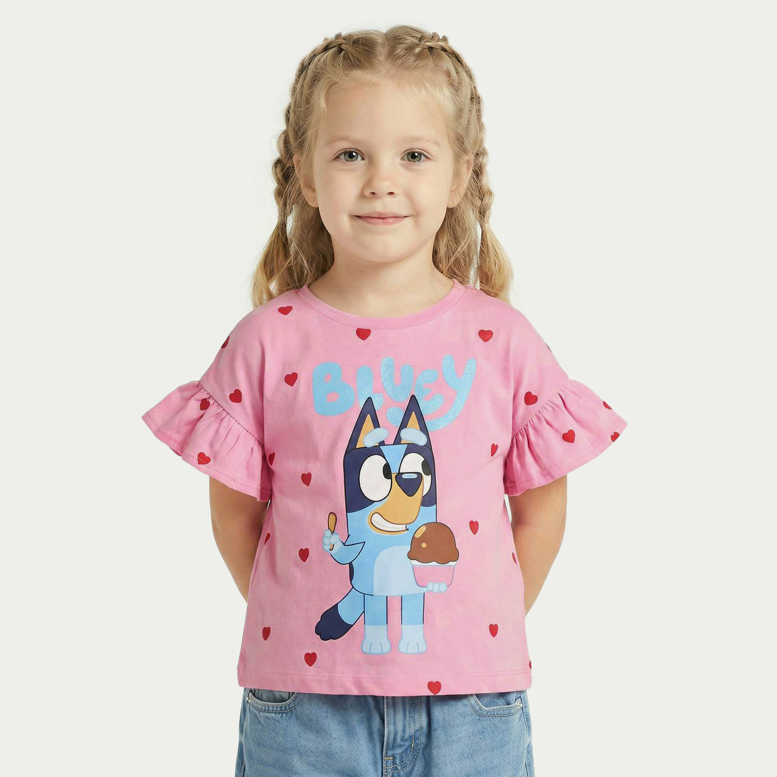 Bluey Crew Neck Short Sleeves T-shirt with Bluey Print-girls-clothing-tshirts-image-1