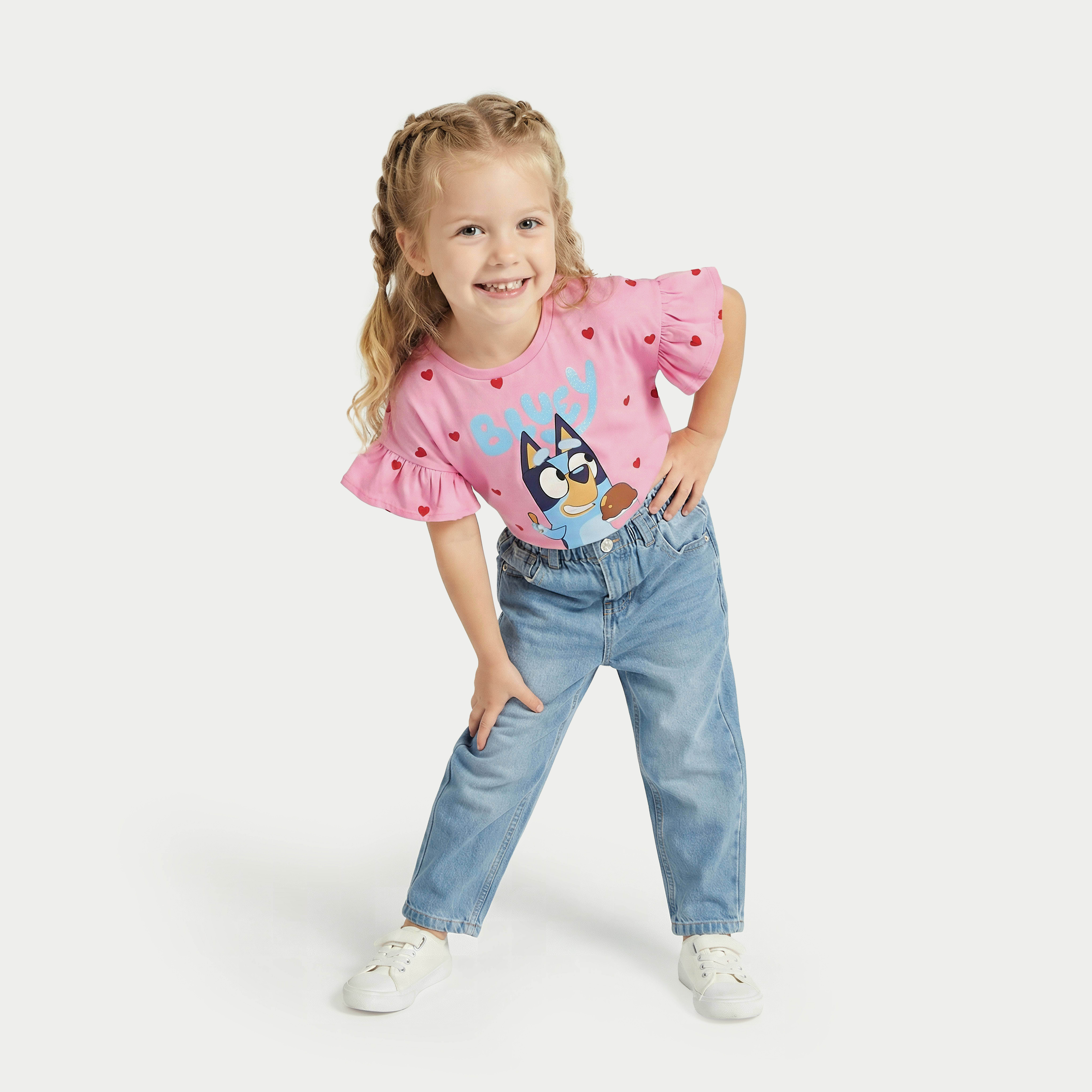 Bluey Crew Neck Short Sleeves T-shirt with Bluey Print-girls-clothing-tshirts-image-2