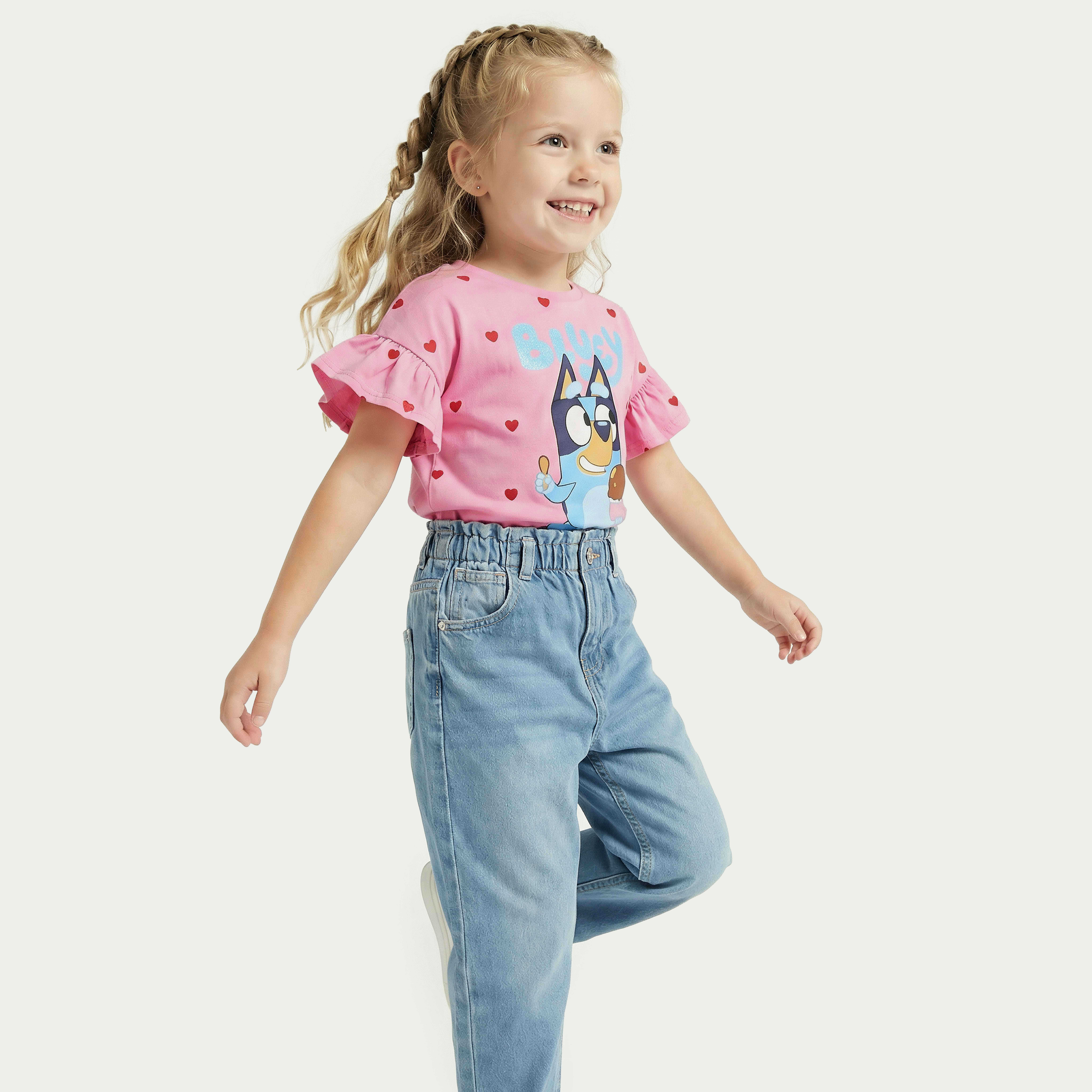 Bluey Crew Neck Short Sleeves T-shirt with Bluey Print-girls-clothing-tshirts-image-5