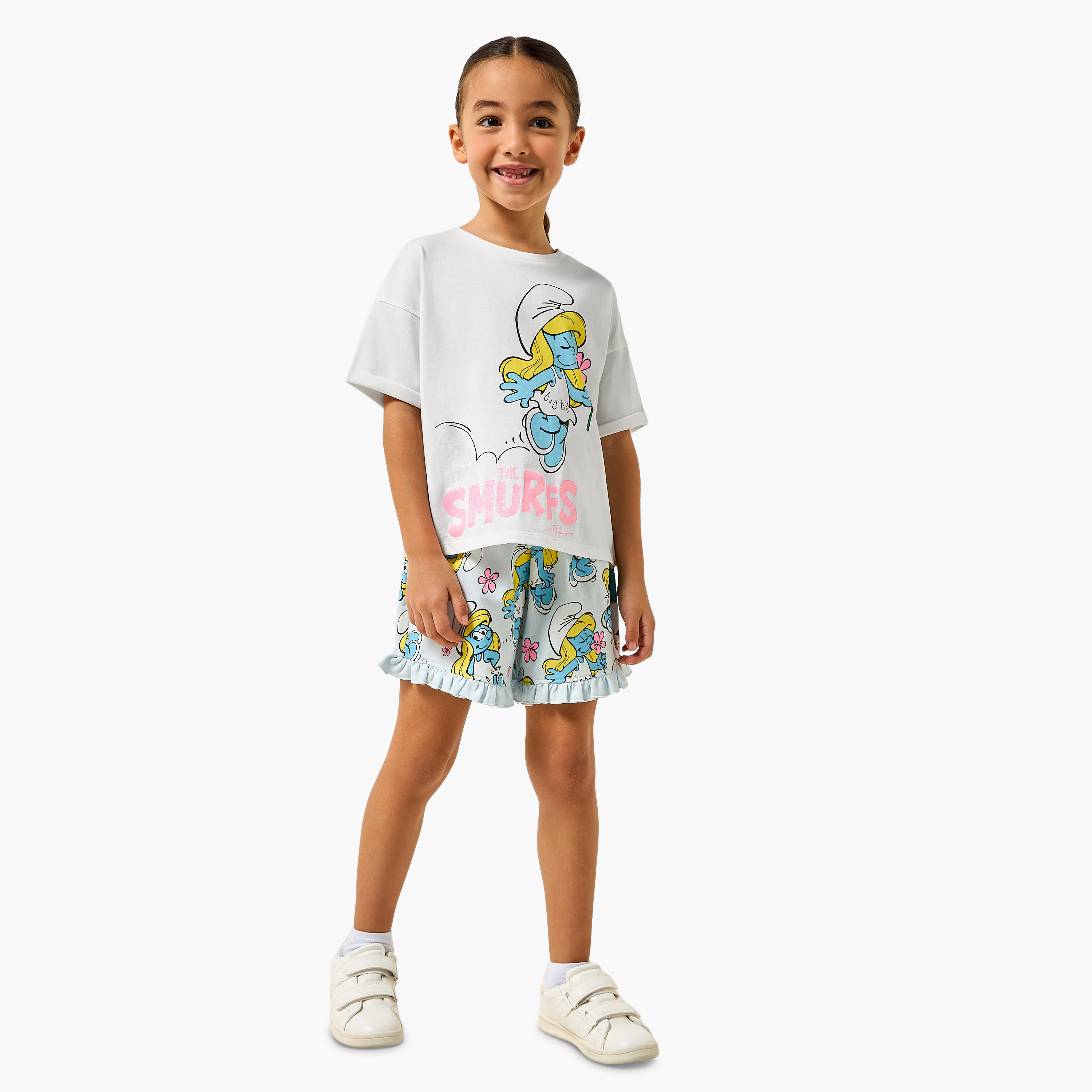 IMPS Crew Neck Short Sleeves T-shirt with Smurfette Print-girls-clothing-tshirts-image-2