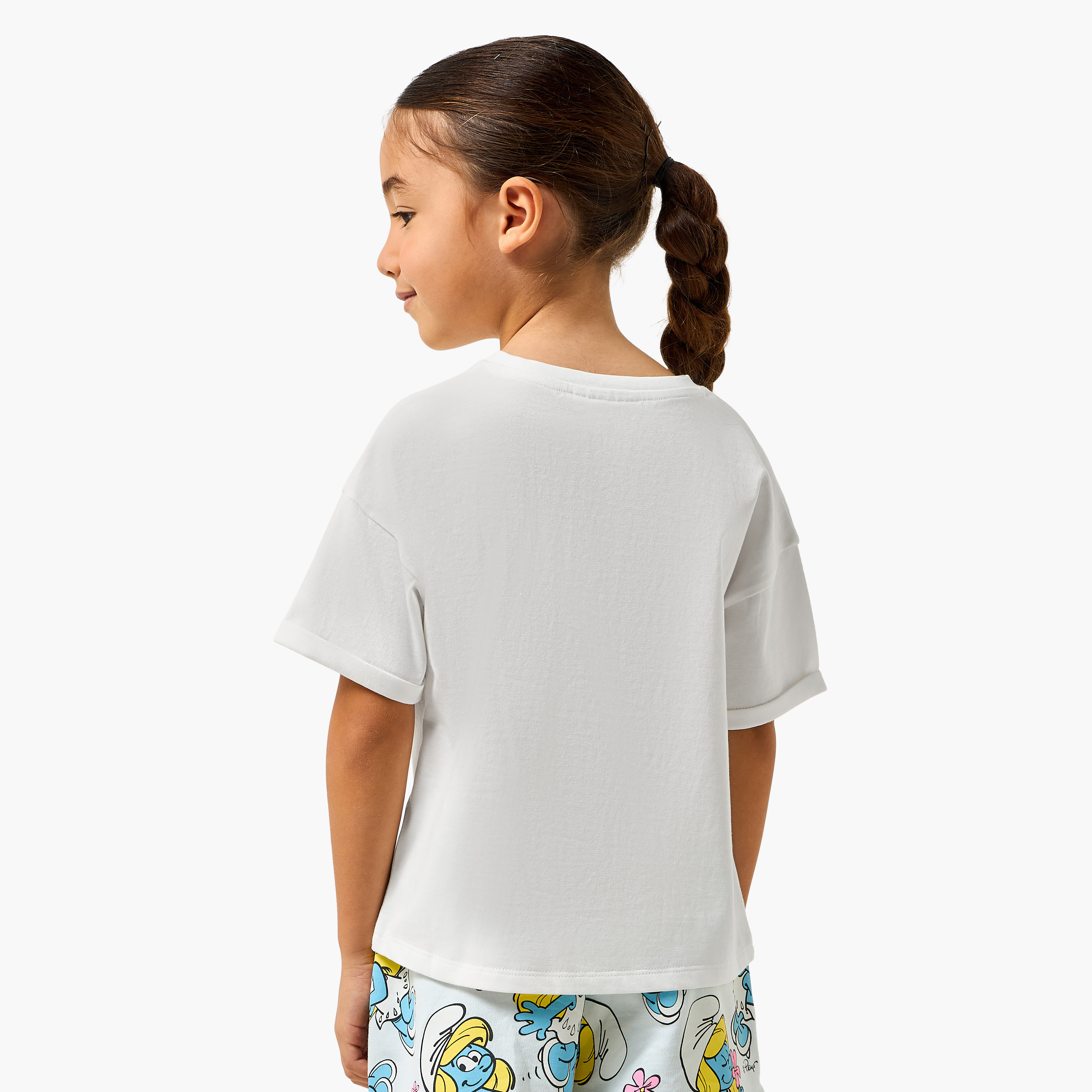 IMPS Crew Neck Short Sleeves T-shirt with Smurfette Print-girls-clothing-tshirts-image-3