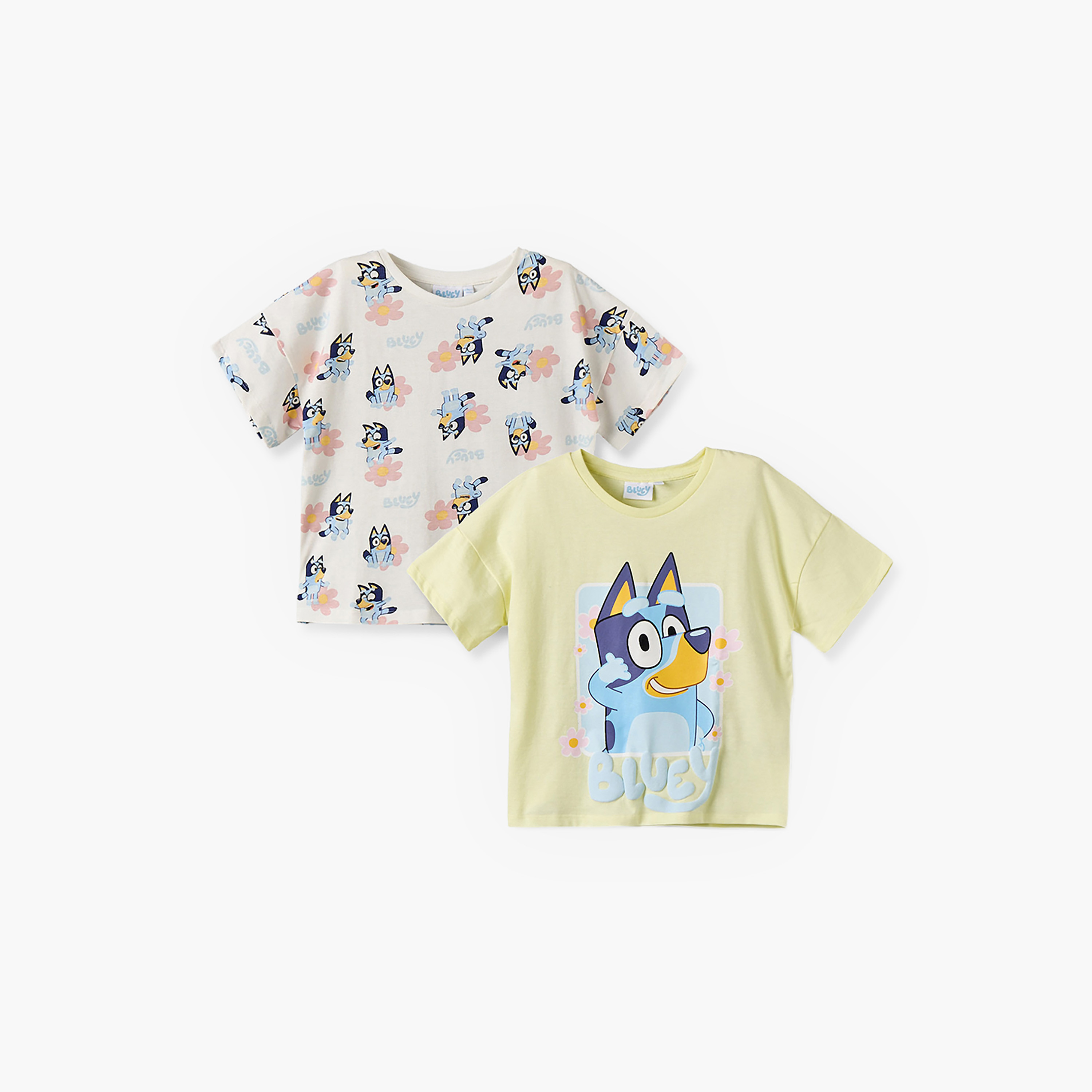 Pack of 2 Bluey Crew Neck Short Sleeves T-shirt-girls-clothing-schoolwear-tshirts-image-1