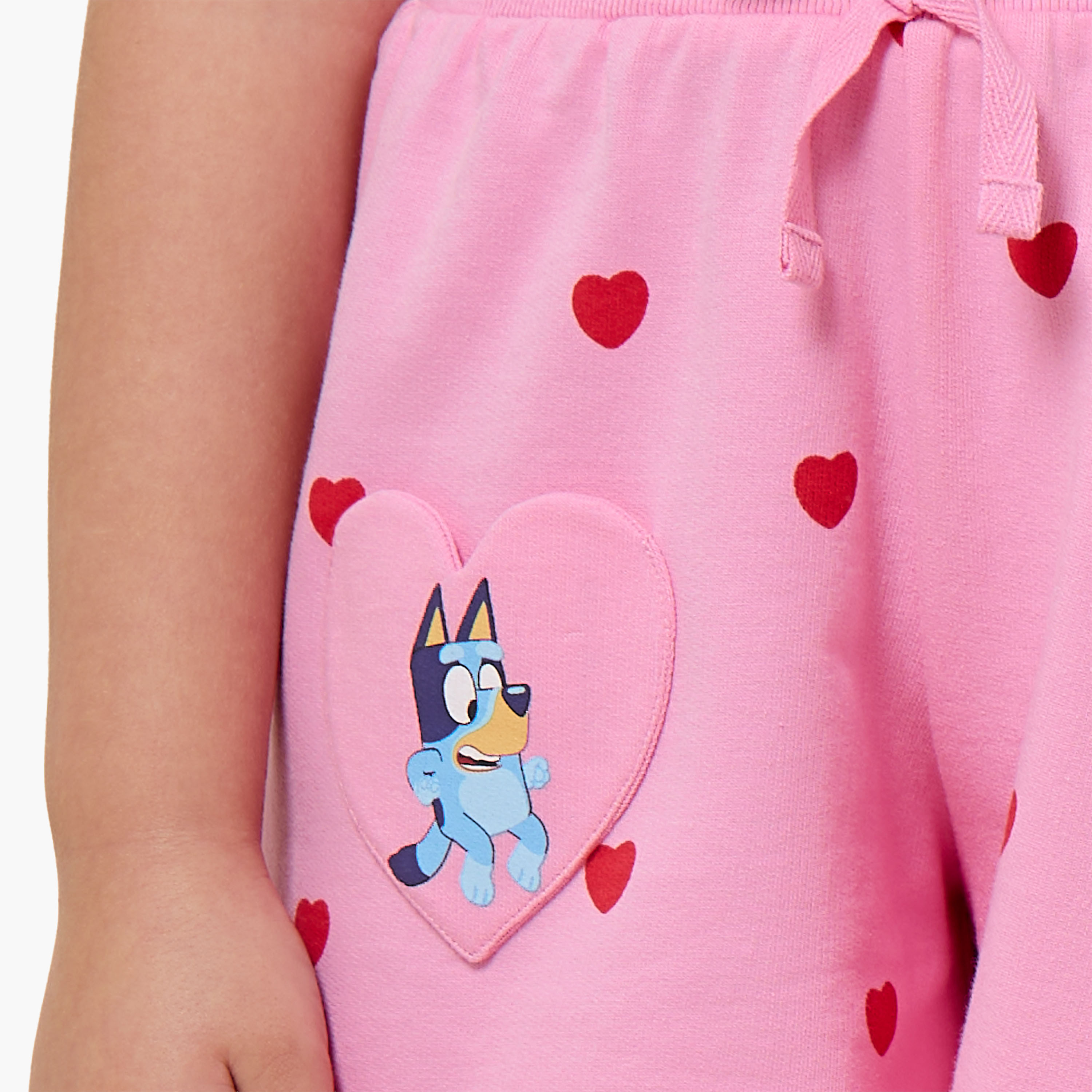 Bluey Elasticated Drawstring Waist Shorts with Heart Print-girls-clothing-bottoms-shorts-image-4