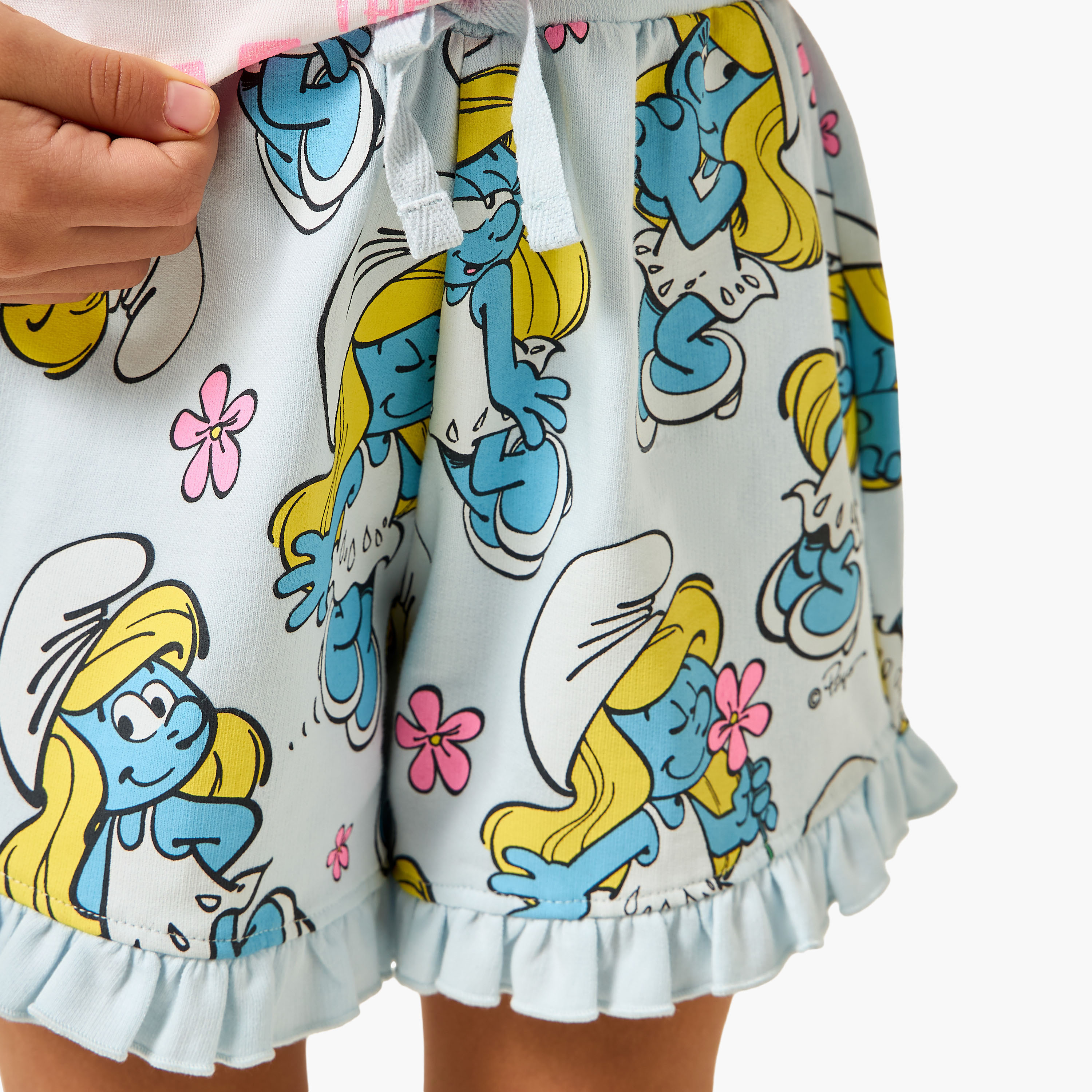 IMPS Above Knee Elasticated Shorts with Smurfette Print-girls-clothing-bottoms-shorts-image-4