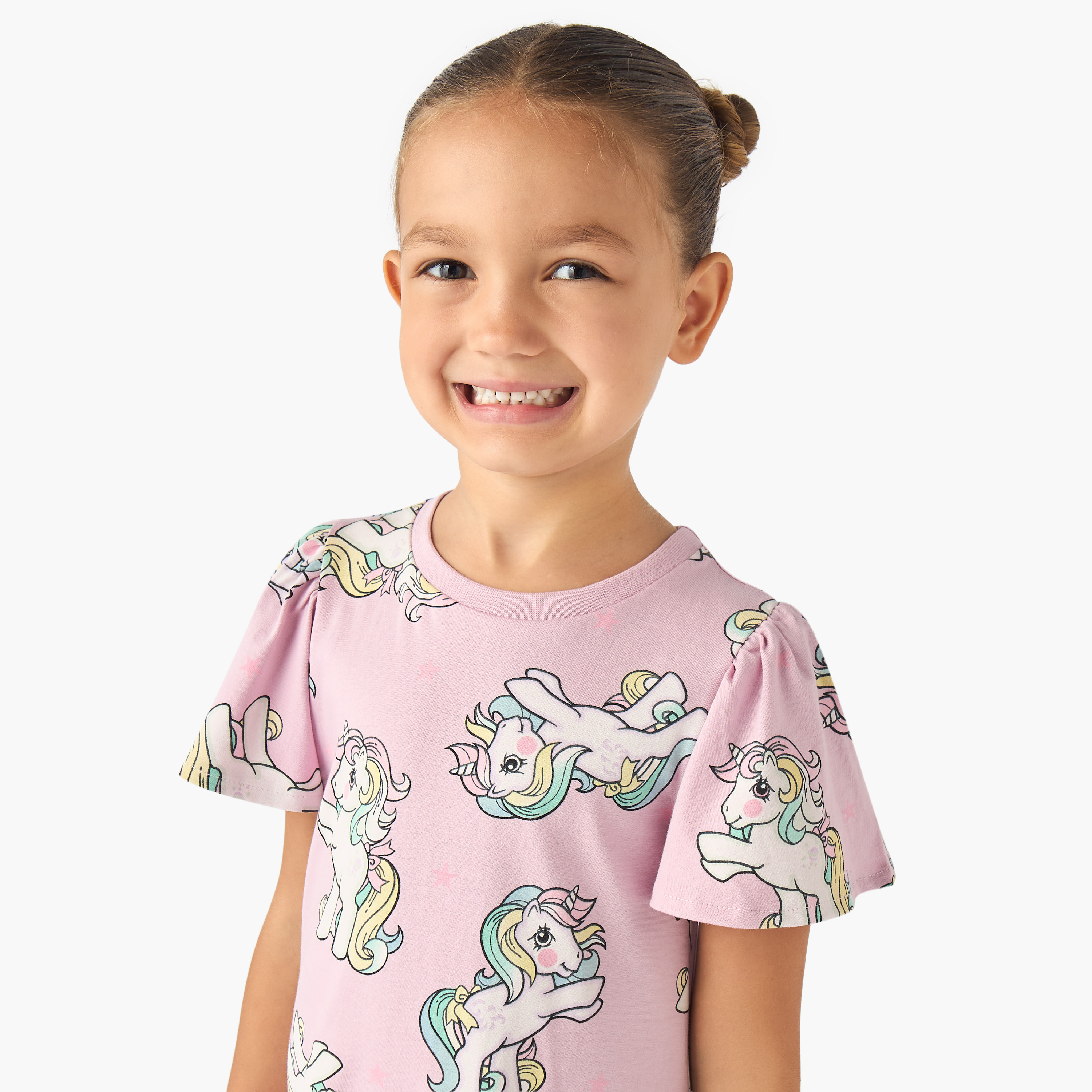 Hasbro Round Neck Short Sleeves Knee Length A-line Dress with My Little Pony Print-girls-clothing-dressesandjumpsuits-image-4