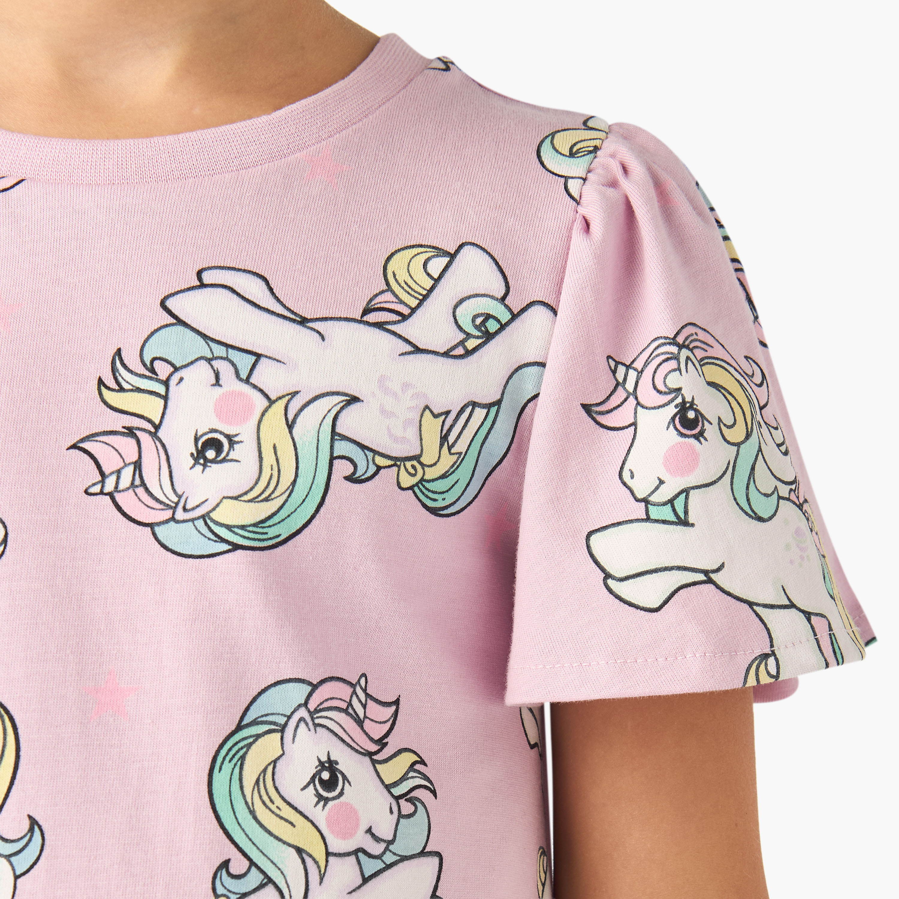 Hasbro Round Neck Short Sleeves Knee Length A-line Dress with My Little Pony Print-girls-clothing-dressesandjumpsuits-image-5