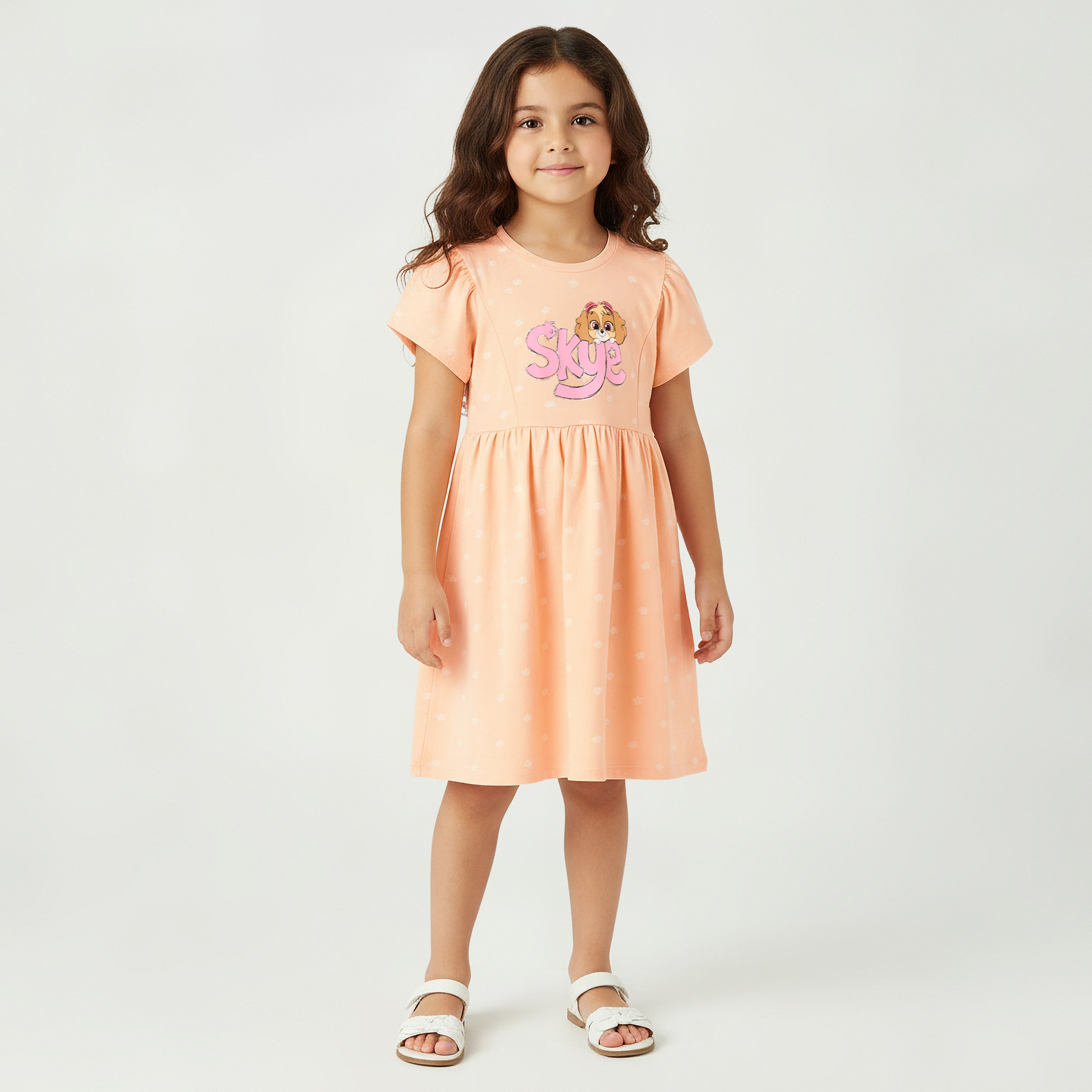 Round Neck Short Sleeve Dress with Skye Print-girls-clothing-dressesandjumpsuits-image-1