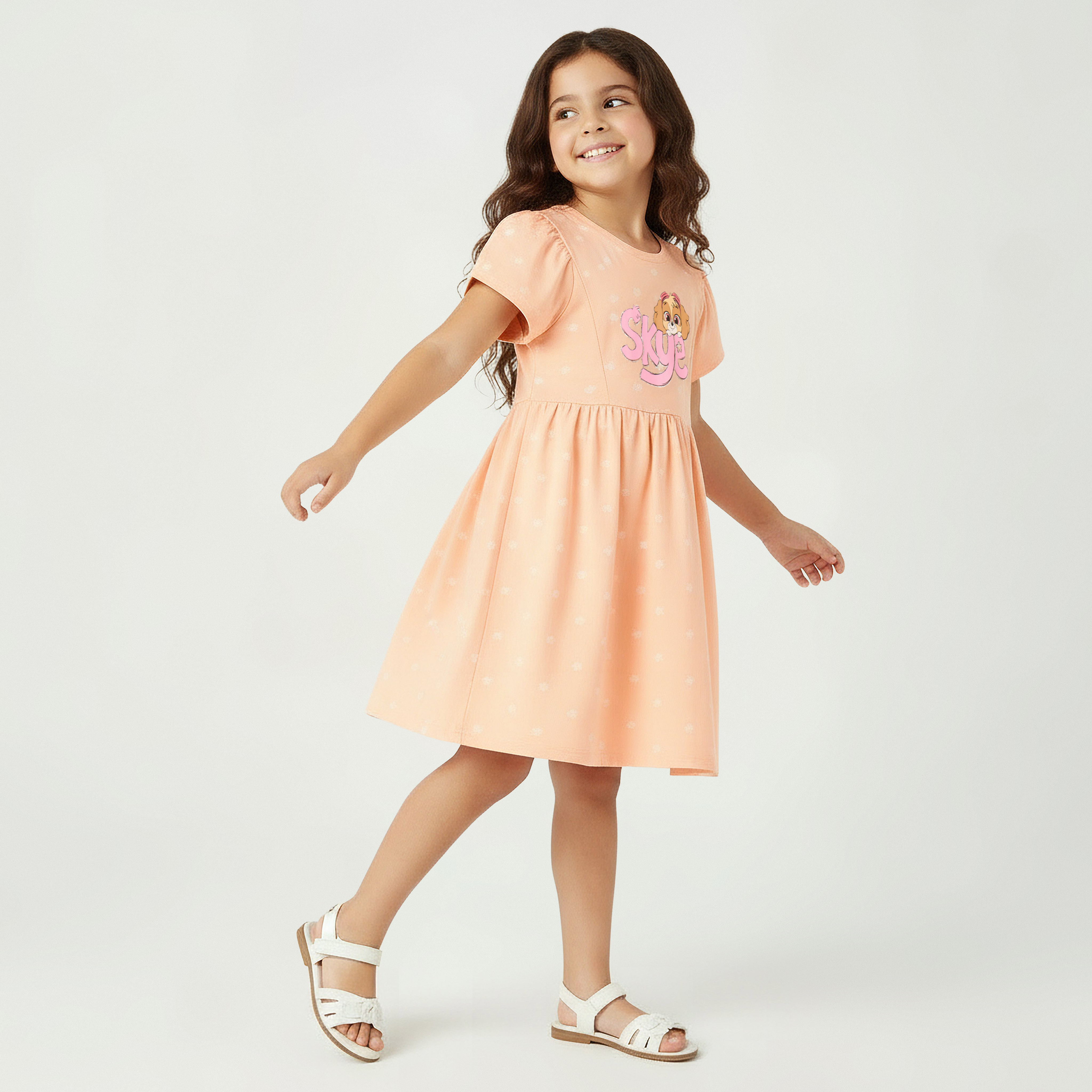 Round Neck Short Sleeve Dress with Skye Print-girls-clothing-dressesandjumpsuits-image-2