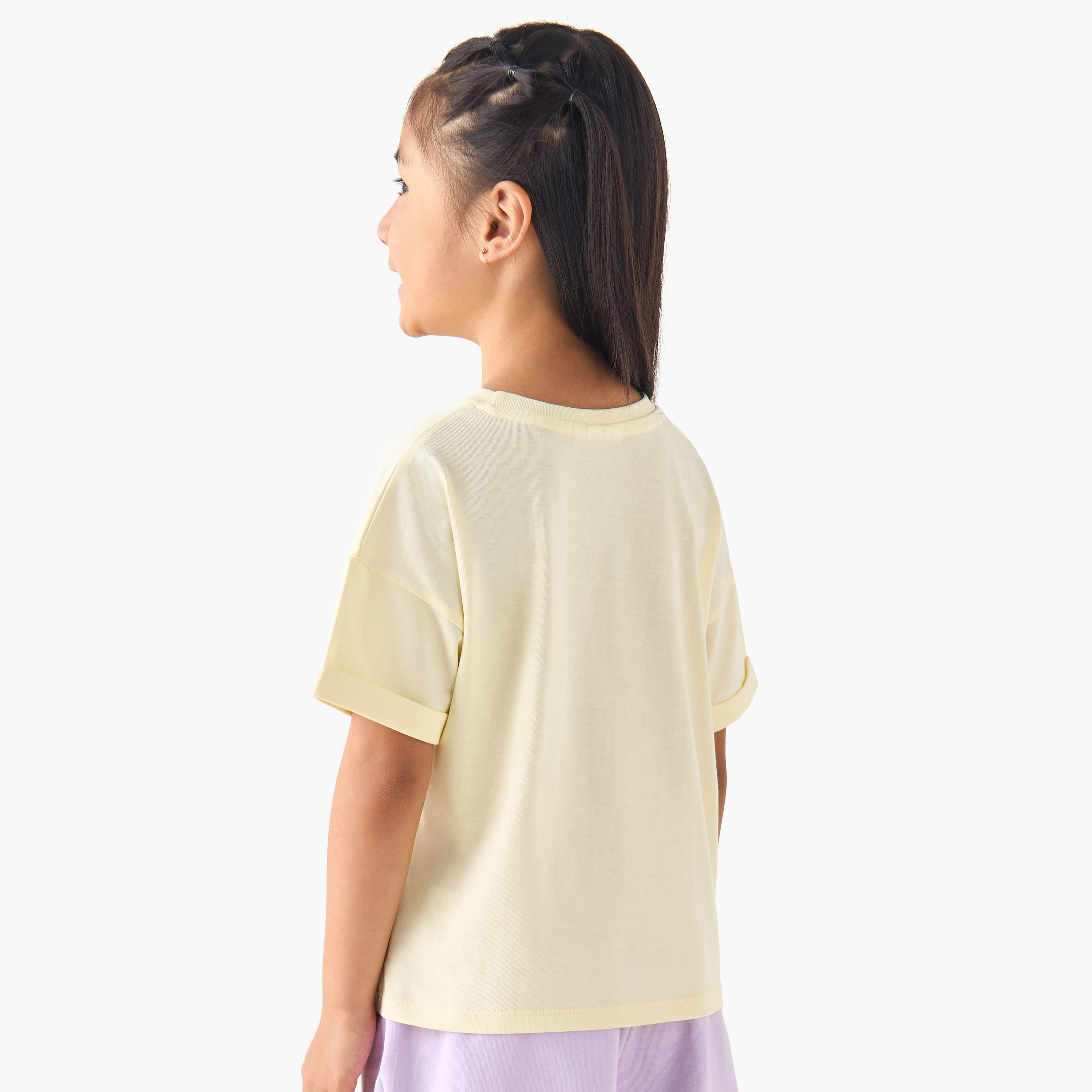 Crew Neck Short Sleeves T-shirt with Tweety Print-girls-clothing-tshirts-image-3