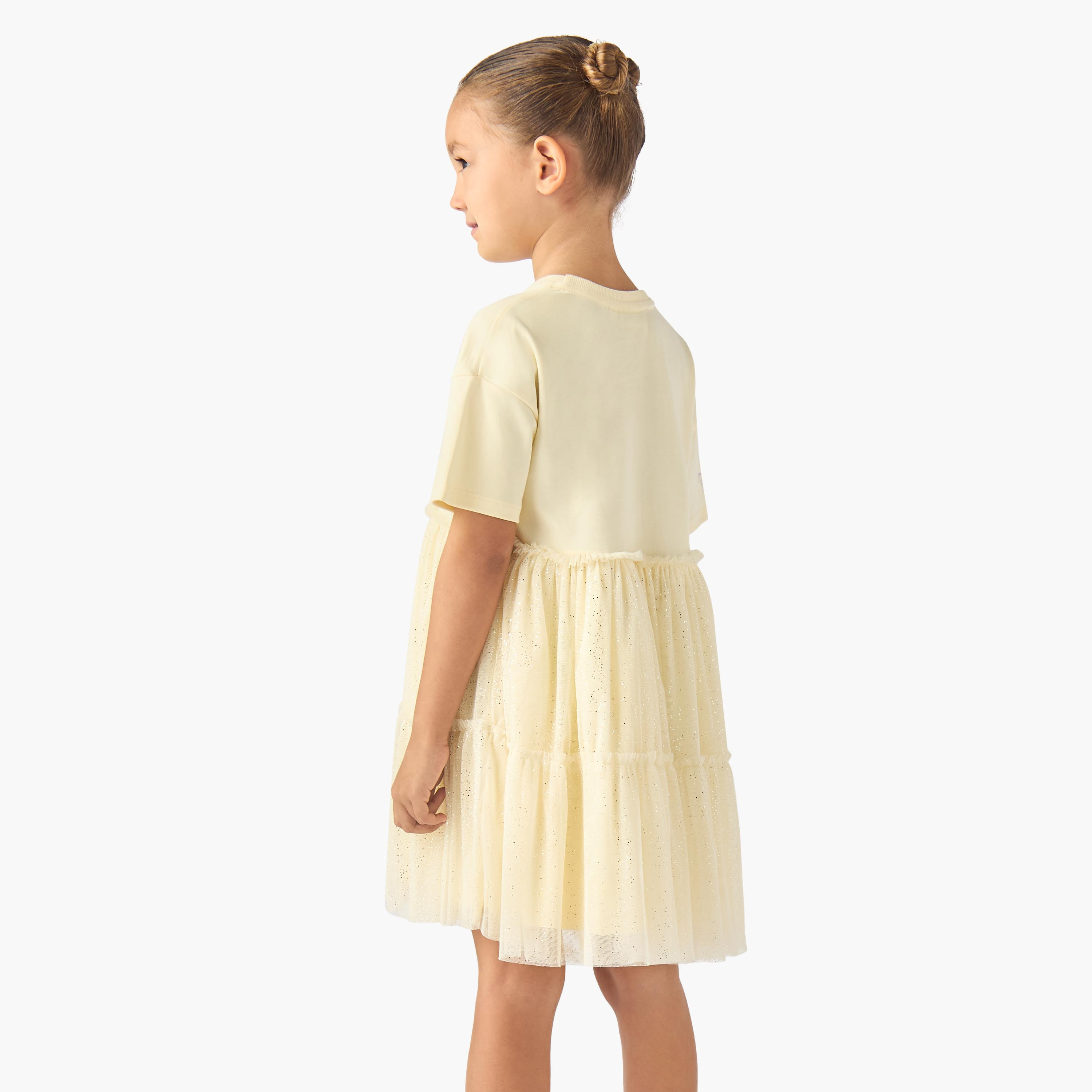 Round Neck Short Sleeves Tiered Dress with Tweety Print-girls-clothing-dressesandjumpsuits-image-3