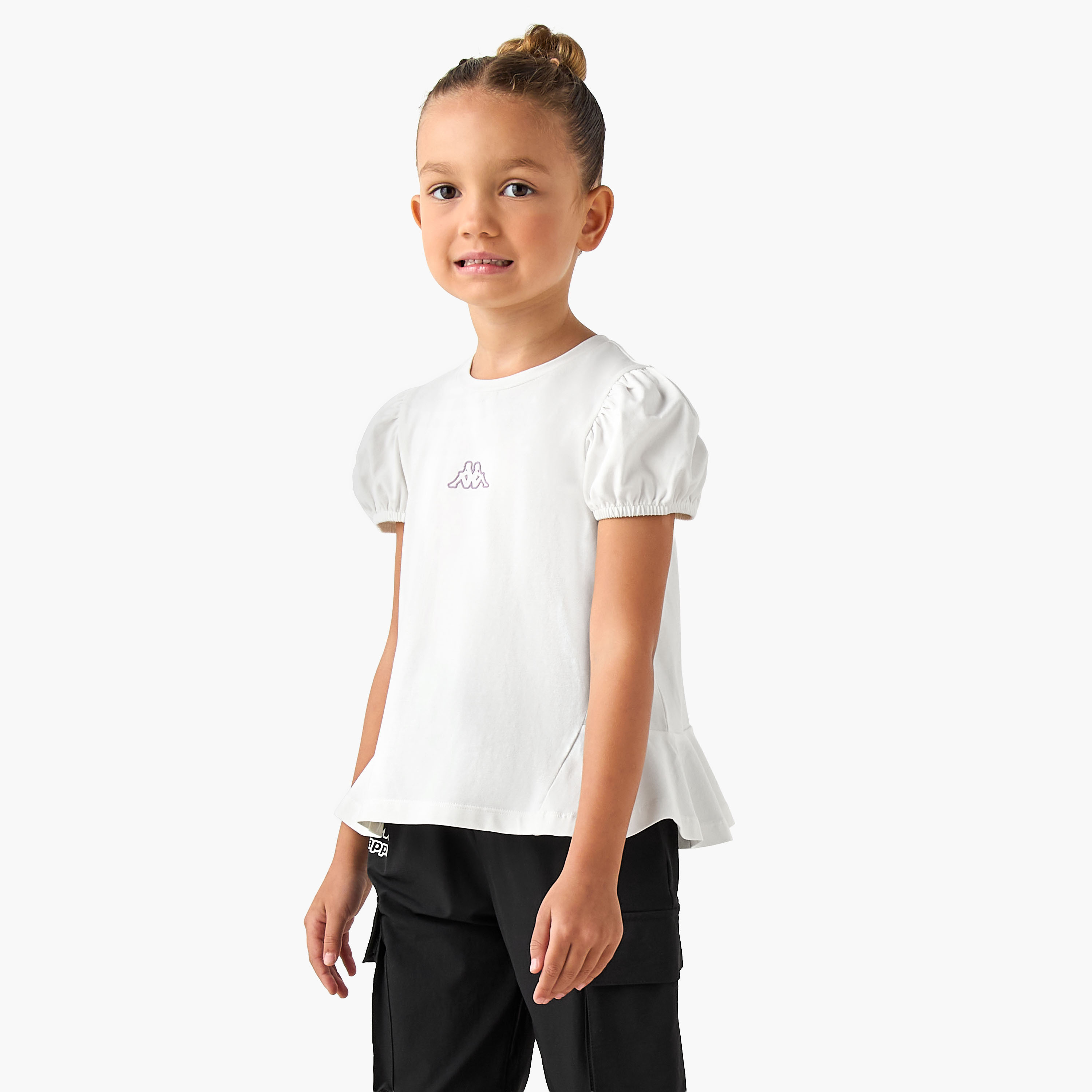 Kappa Crew Neck Short Sleeves T-shirt with Logo Print-sports-girls-clothing-tops-image-1