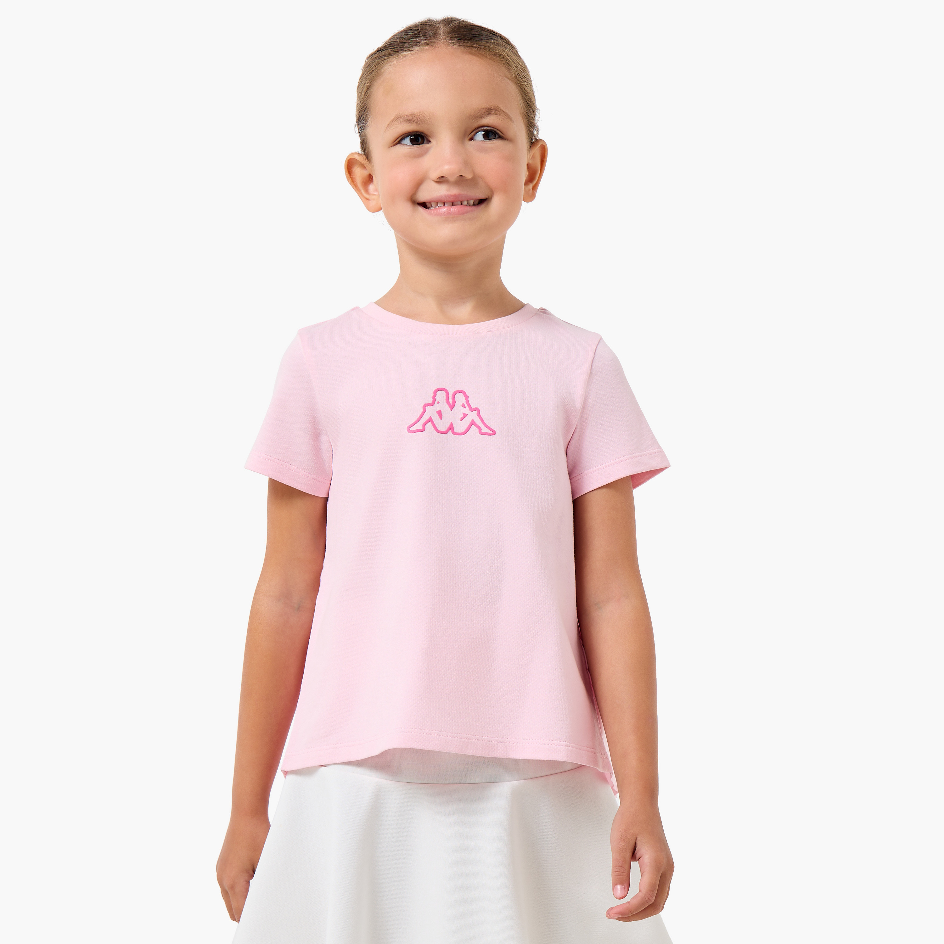 Kappa Crew Neck Short Sleeves T-shirt with Pleats-girls-clothing-tshirts-image-1