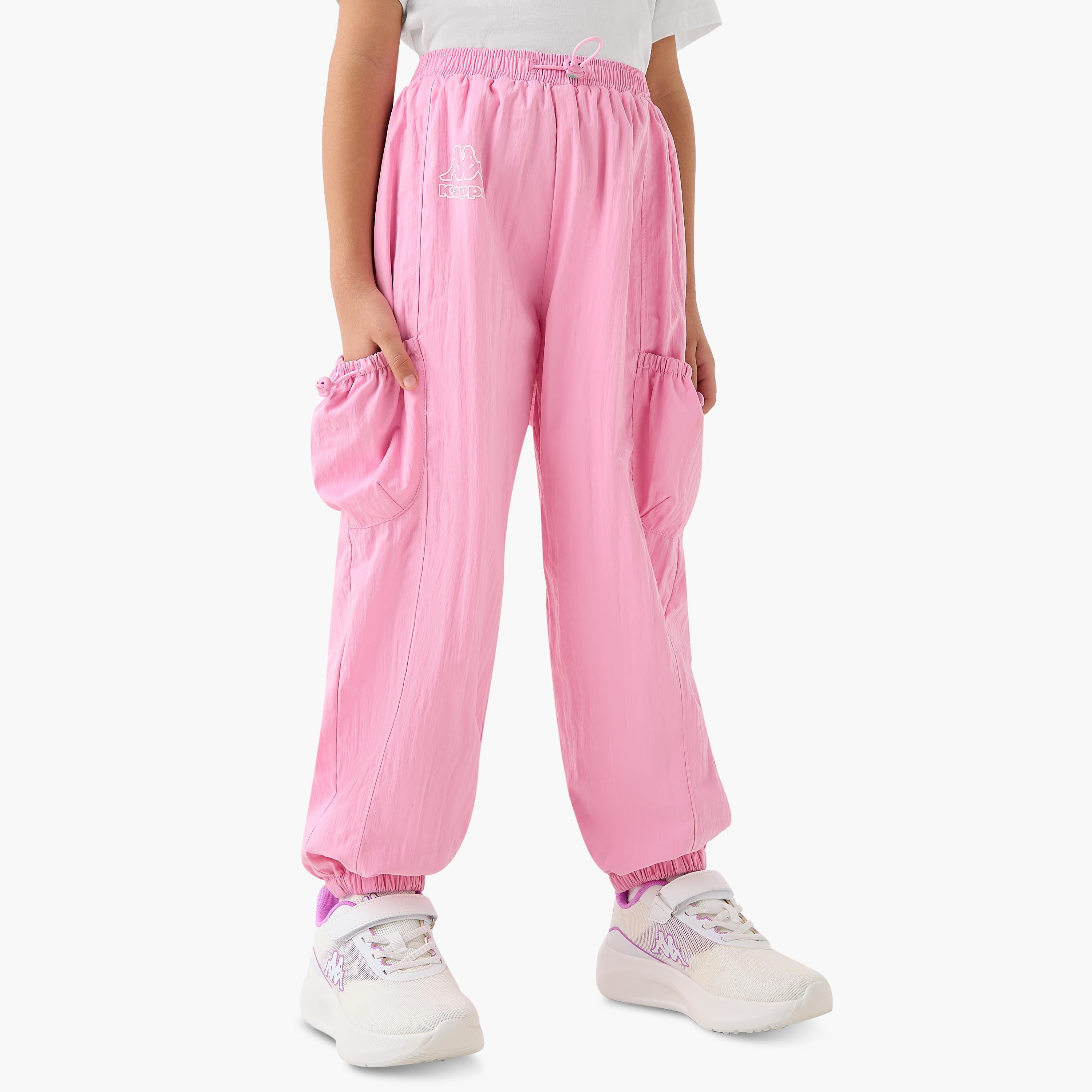 Kappa Elasticated Drawstring Waist Joggers with Logo Print-baby-girls-clothing-sportswear-bottoms-image-1