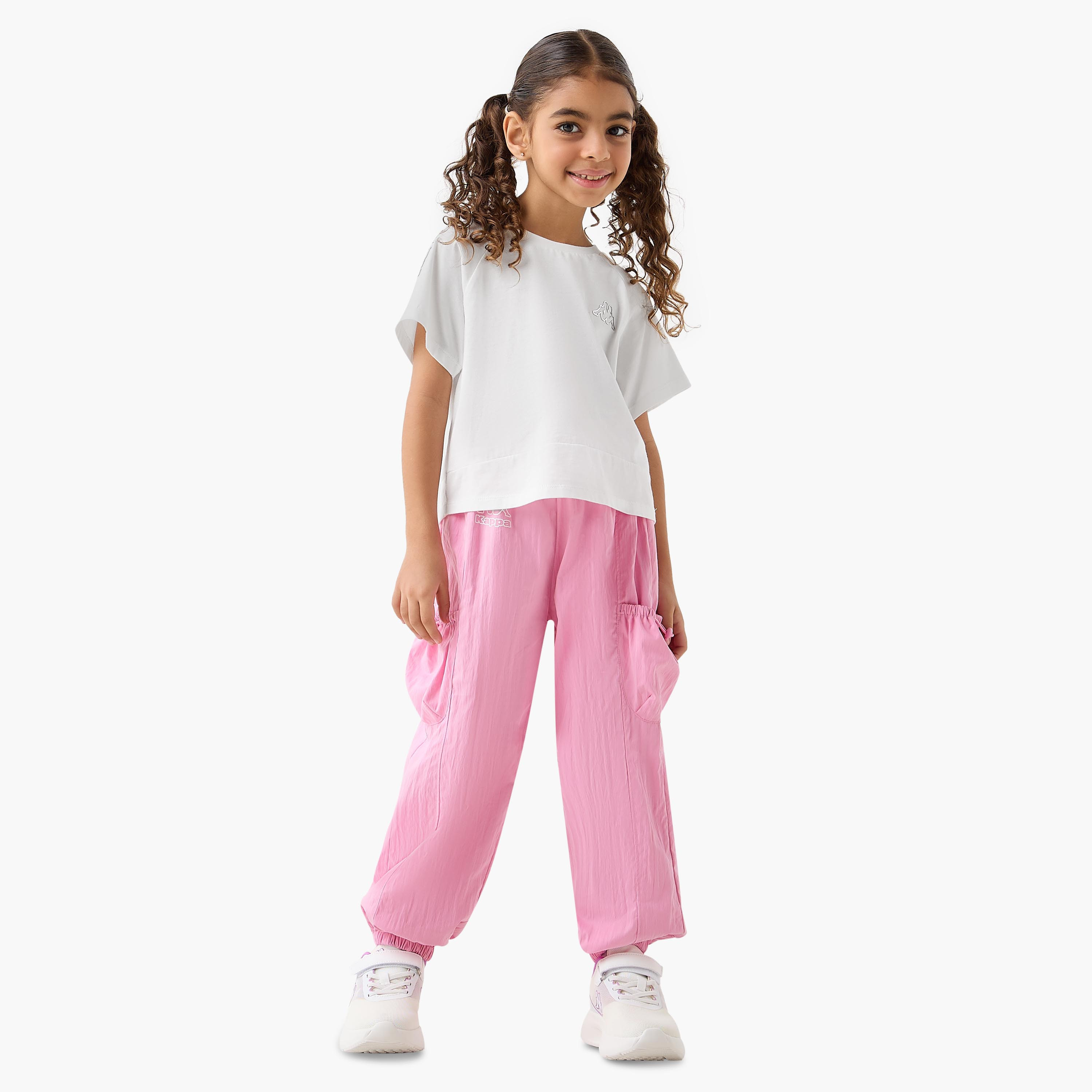 Kappa Elasticated Drawstring Waist Joggers with Logo Print-baby-girls-clothing-sportswear-bottoms-image-2
