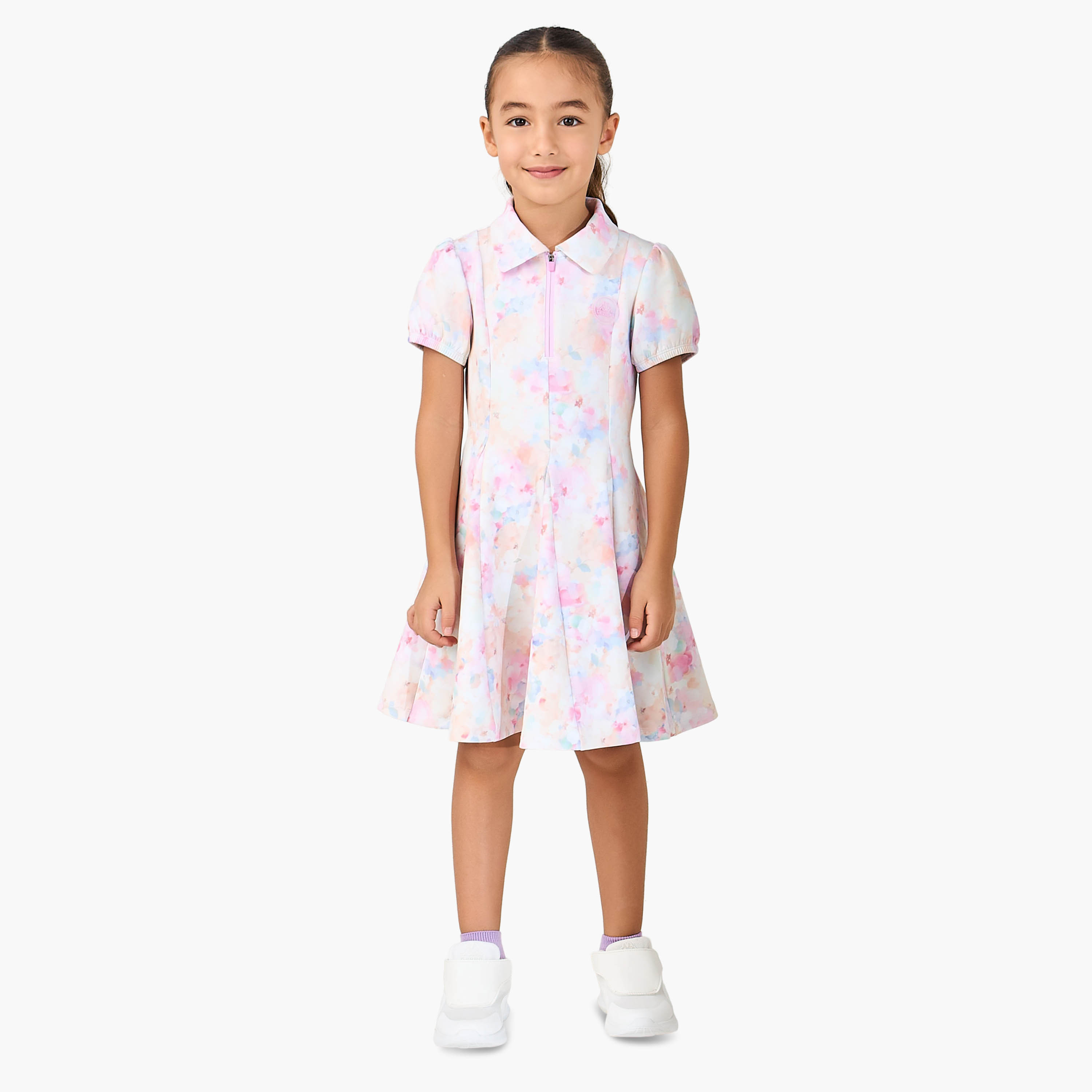 فستان بياقة عادية وأكمام قصيرة وطبعات زهرية من كابا-girls-clothing-dressesandjumpsuits-image-2