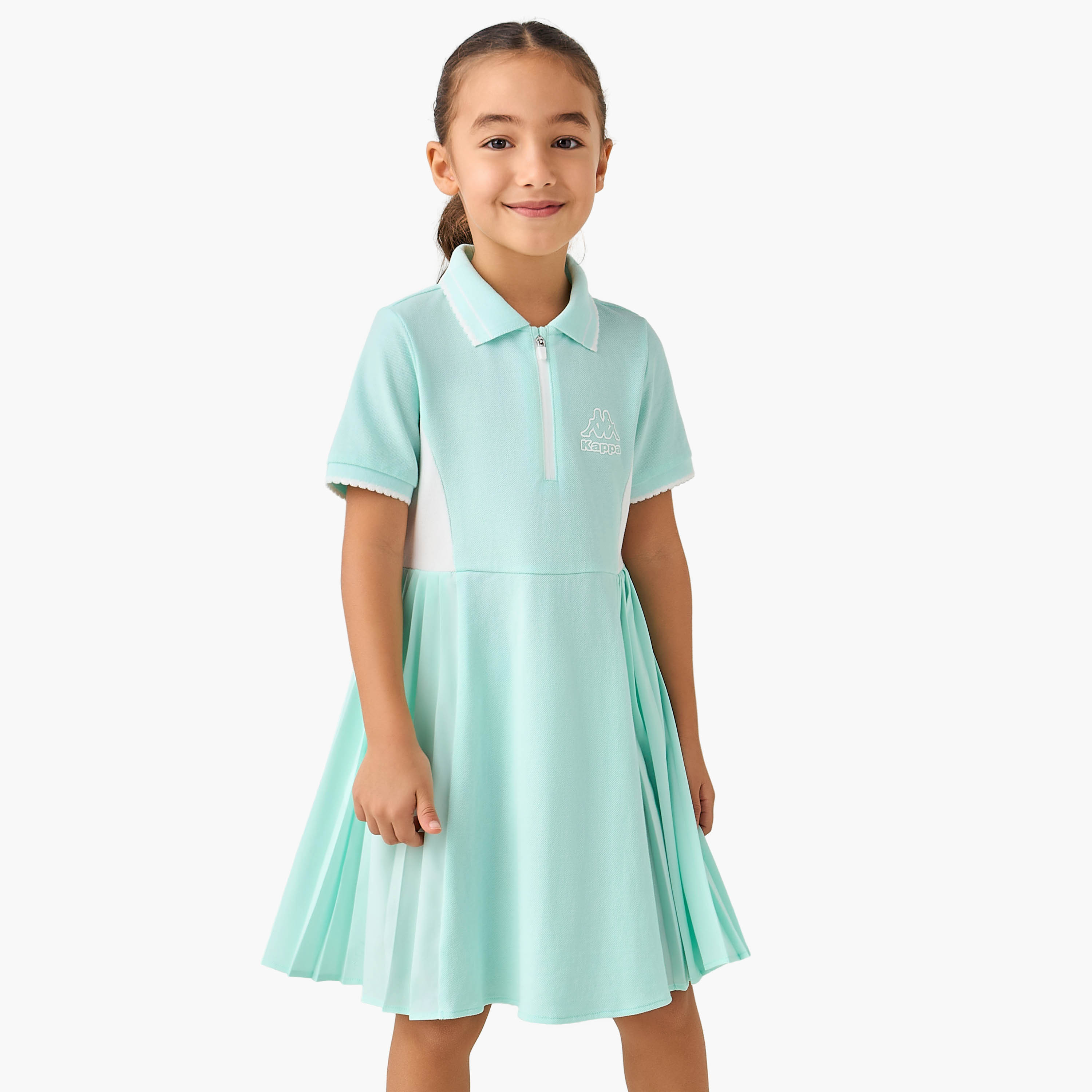 Kappa Collared Neck Short Sleeve Dress with Zip Closure-girls-clothing-dressesandjumpsuits-image-1