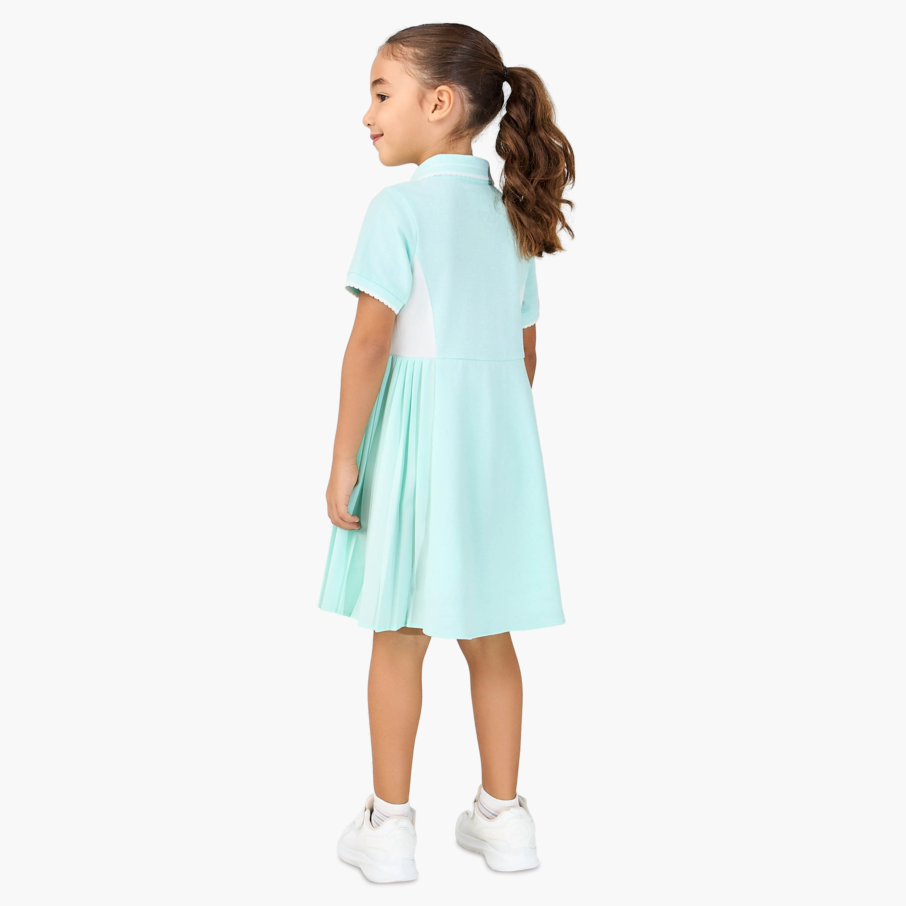 Kappa Collared Neck Short Sleeve Dress with Zip Closure-girls-clothing-dressesandjumpsuits-image-3