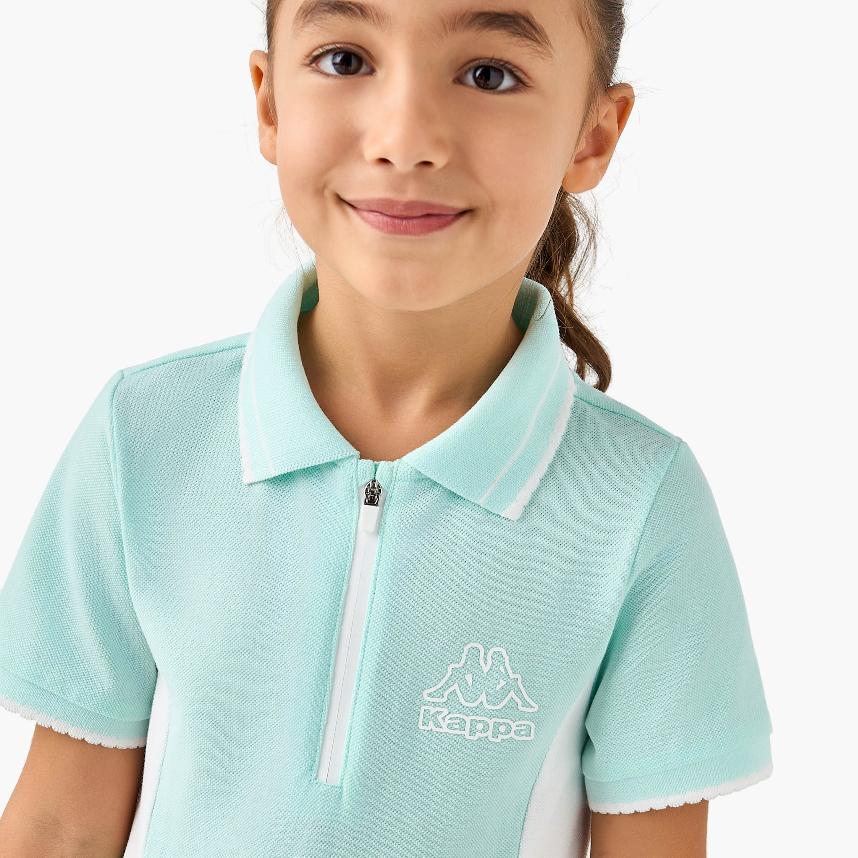 Kappa Collared Neck Short Sleeve Dress with Zip Closure-girls-clothing-dressesandjumpsuits-image-4