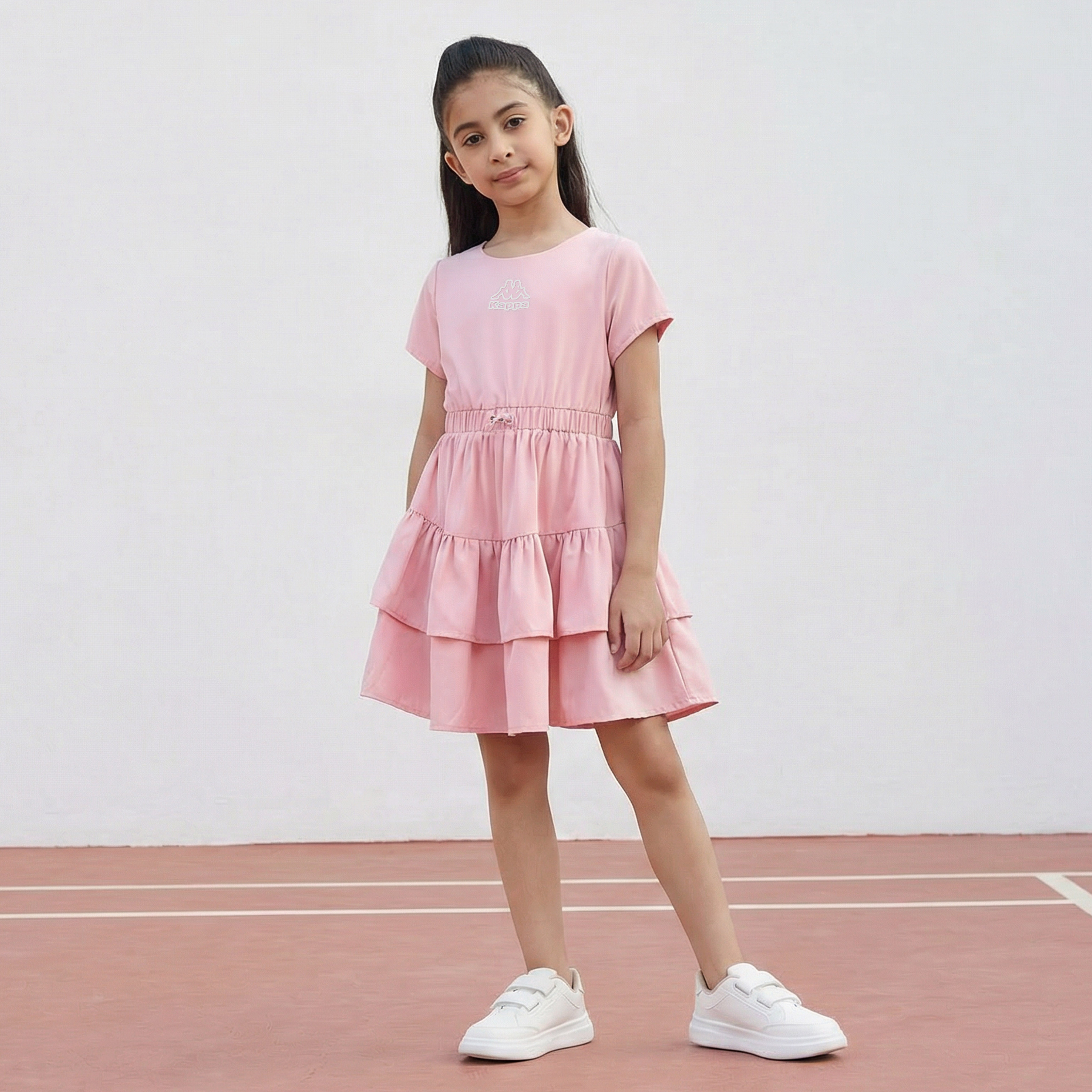 Kappa Round Neck Short Sleeves A-line Dress with Tiered Design-girls-clothing-dressesandjumpsuits-image-1