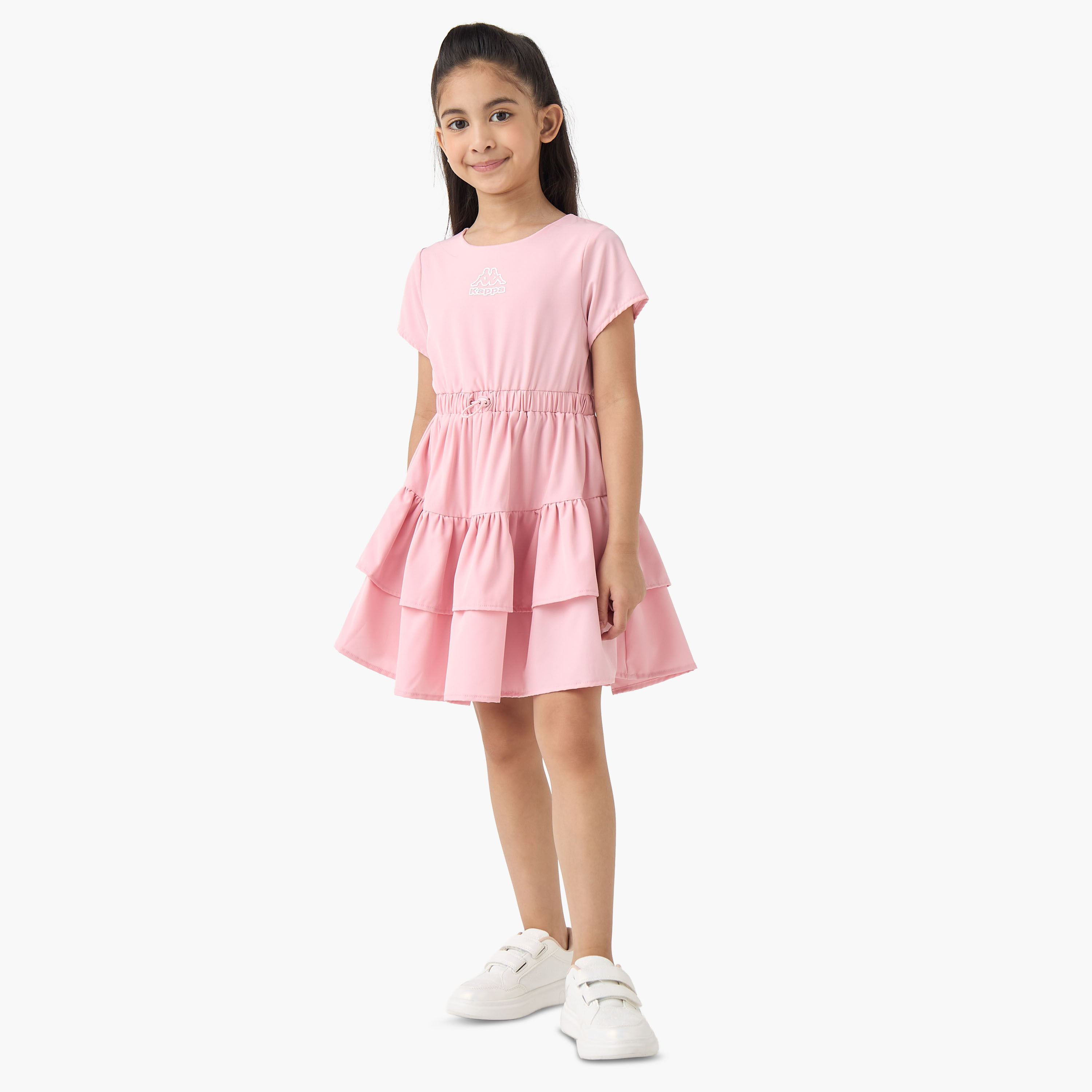 Kappa Round Neck Short Sleeves A-line Dress with Tiered Design-girls-clothing-dressesandjumpsuits-image-2