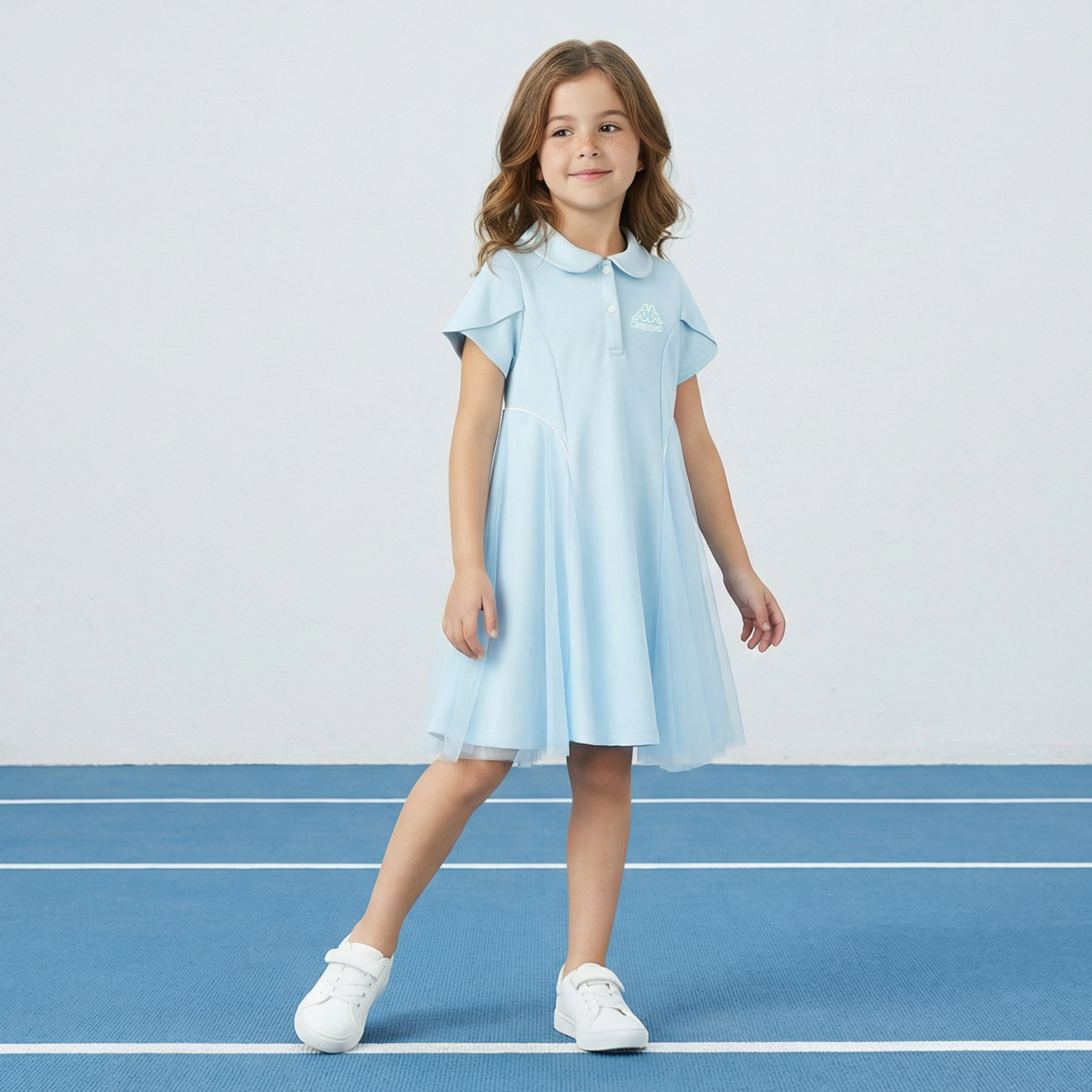 Kappa Collared Short Sleeve Polo Dress with Tulle Overlay-girls-clothing-dressesandjumpsuits-image-1