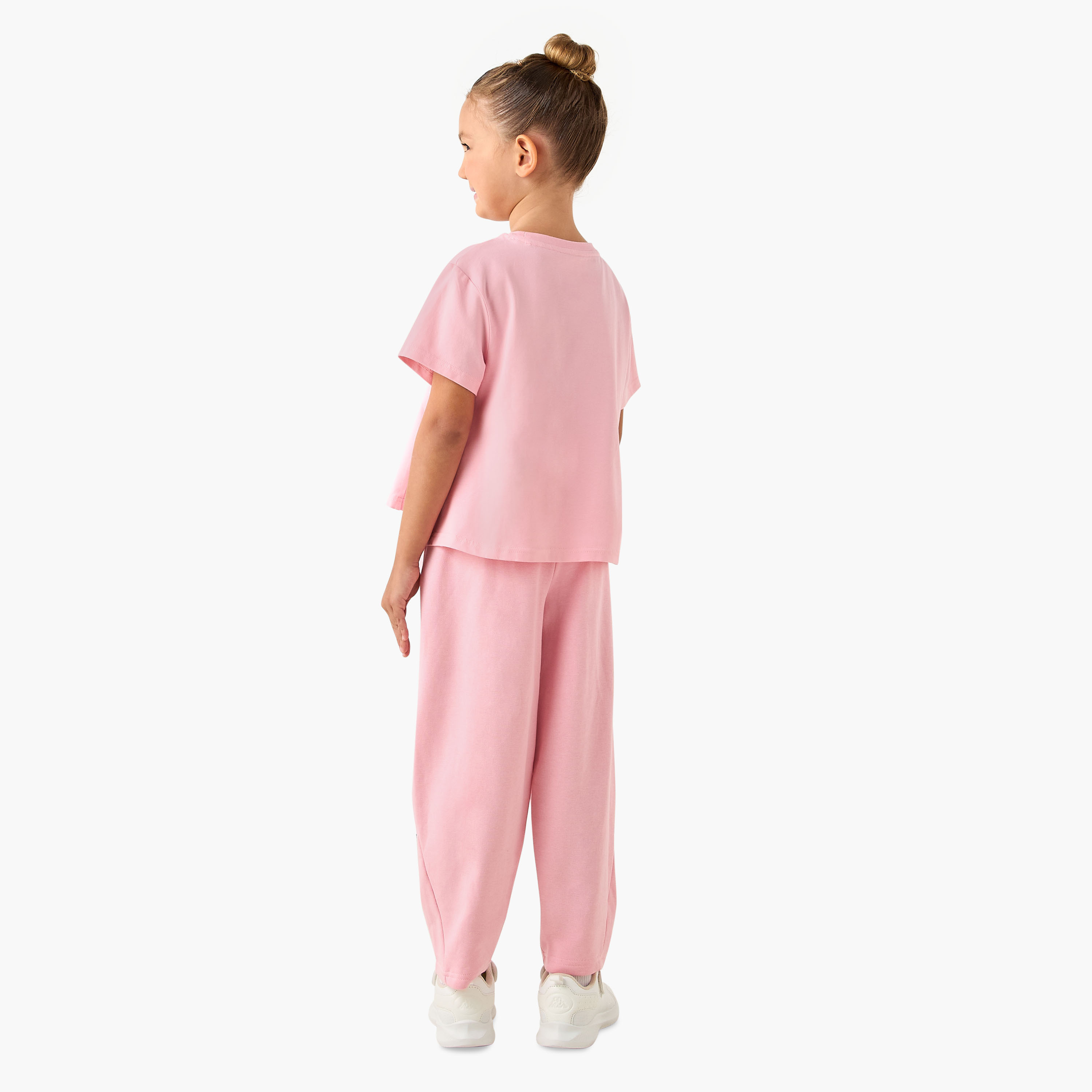 Kappa Crew Neck Short Sleeves T-shirt and Track Pants Set with Logo Print-baby-girls-clothing-setsandcoords-image-4