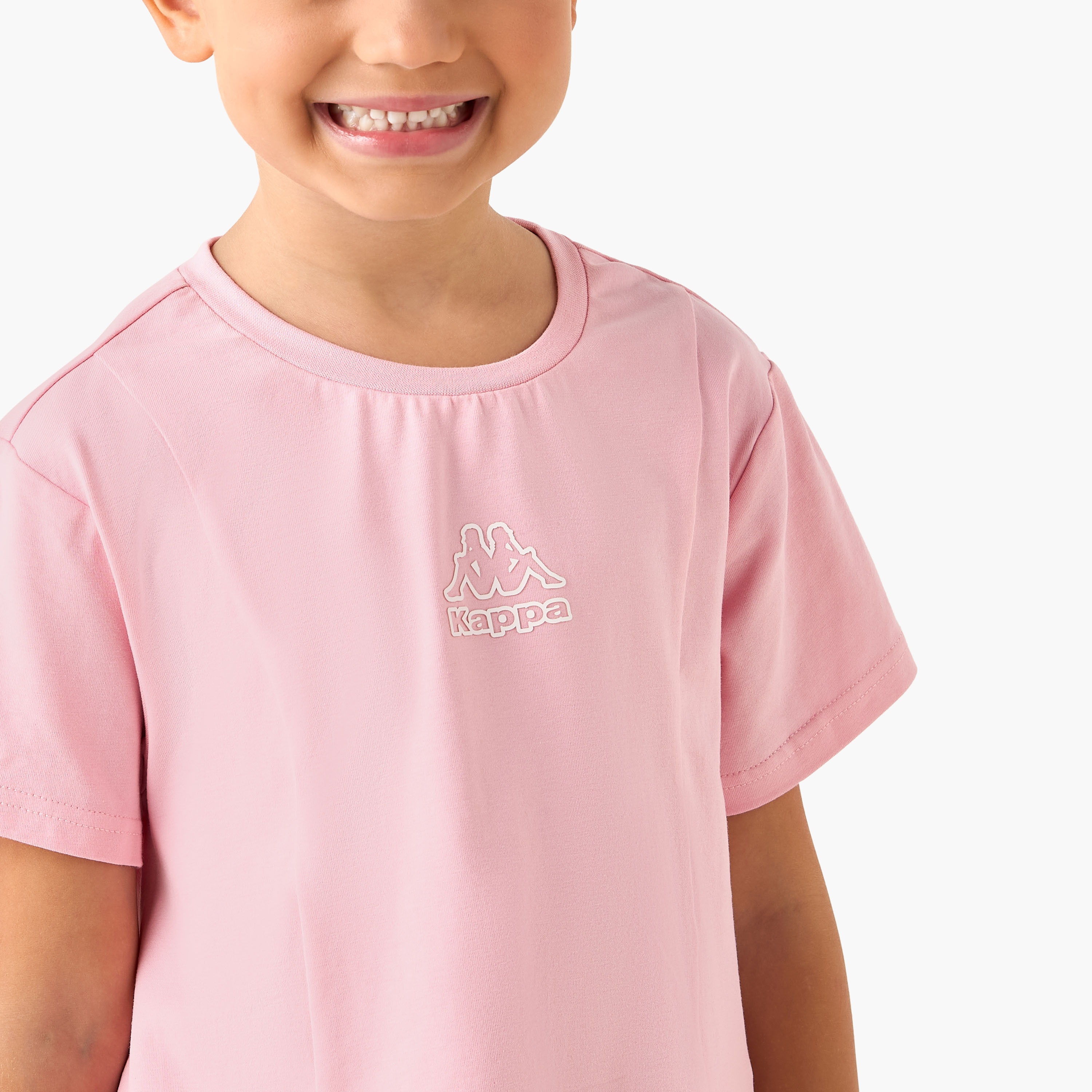 Kappa Crew Neck Short Sleeves T-shirt and Track Pants Set with Logo Print-baby-girls-clothing-setsandcoords-image-5