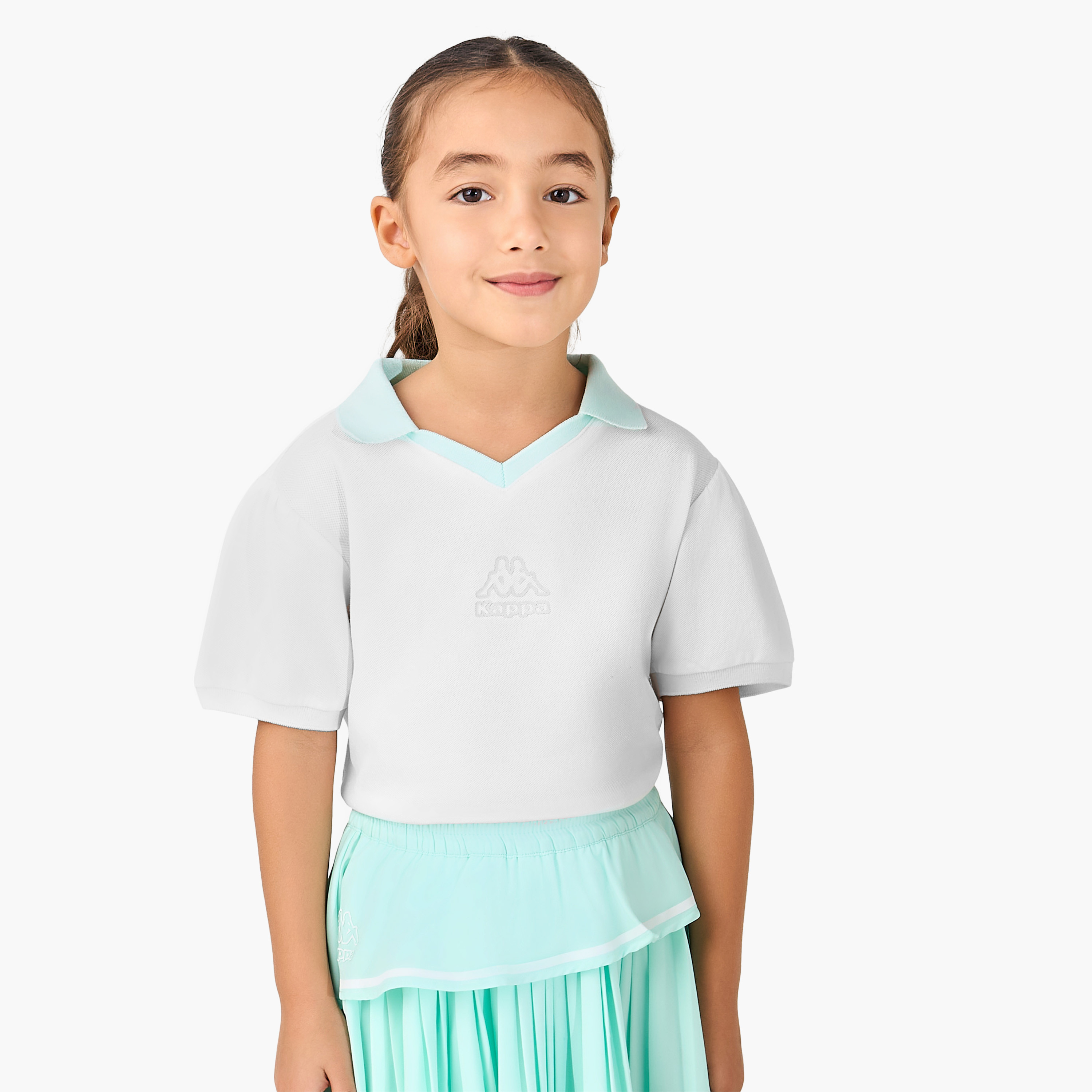 Kappa Collared Neck Short Sleeve T-shirt and Skirt Set with Elasticated Waistband-girls-clothing-sportswear-sets-image-2