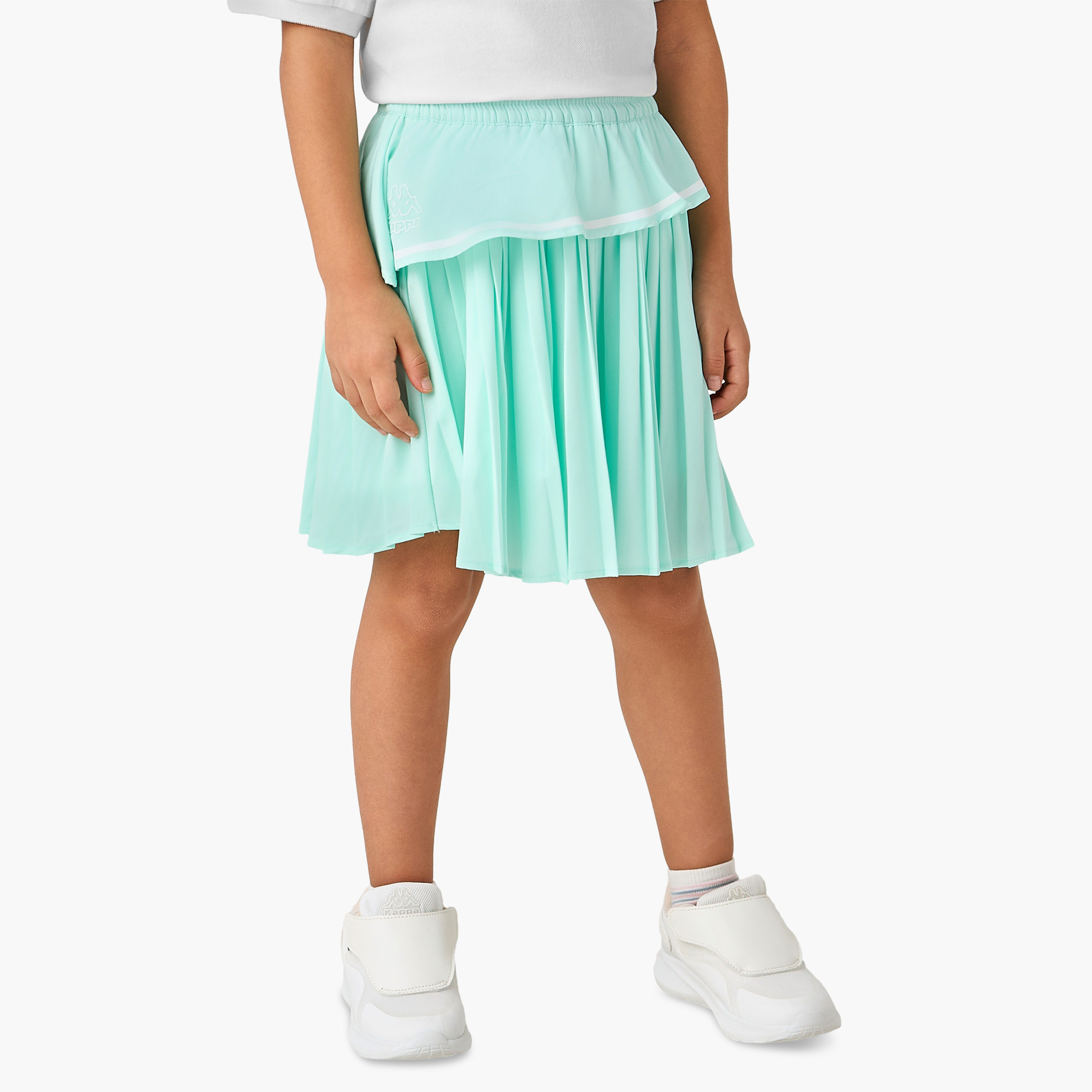 Kappa Collared Neck Short Sleeve T-shirt and Skirt Set with Elasticated Waistband-girls-clothing-sportswear-sets-image-3