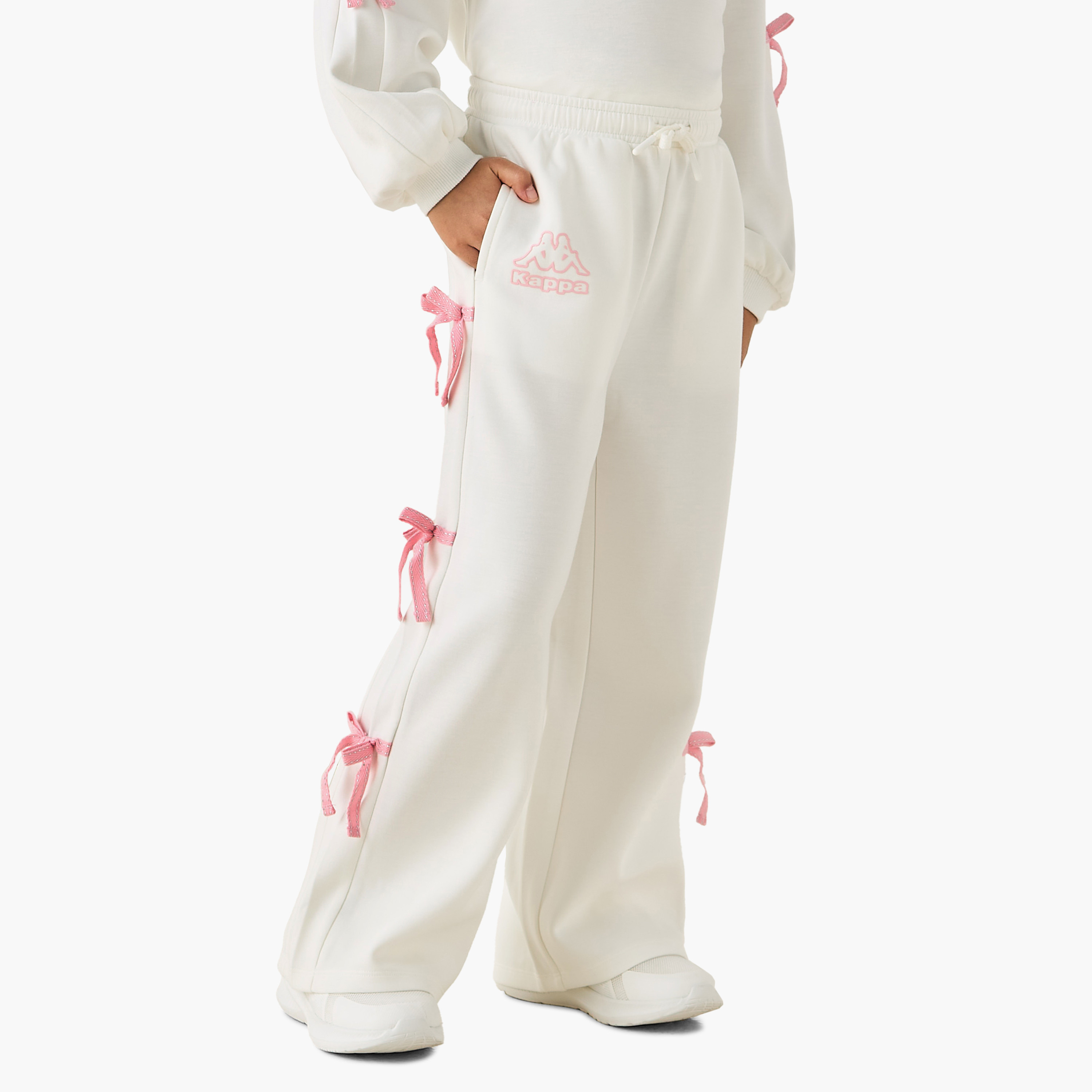 Kappa Crew Neck Long Sleeves Sweatshirt and Pants Set with Bow Accent-girls-clothing-setsandcoords-image-3