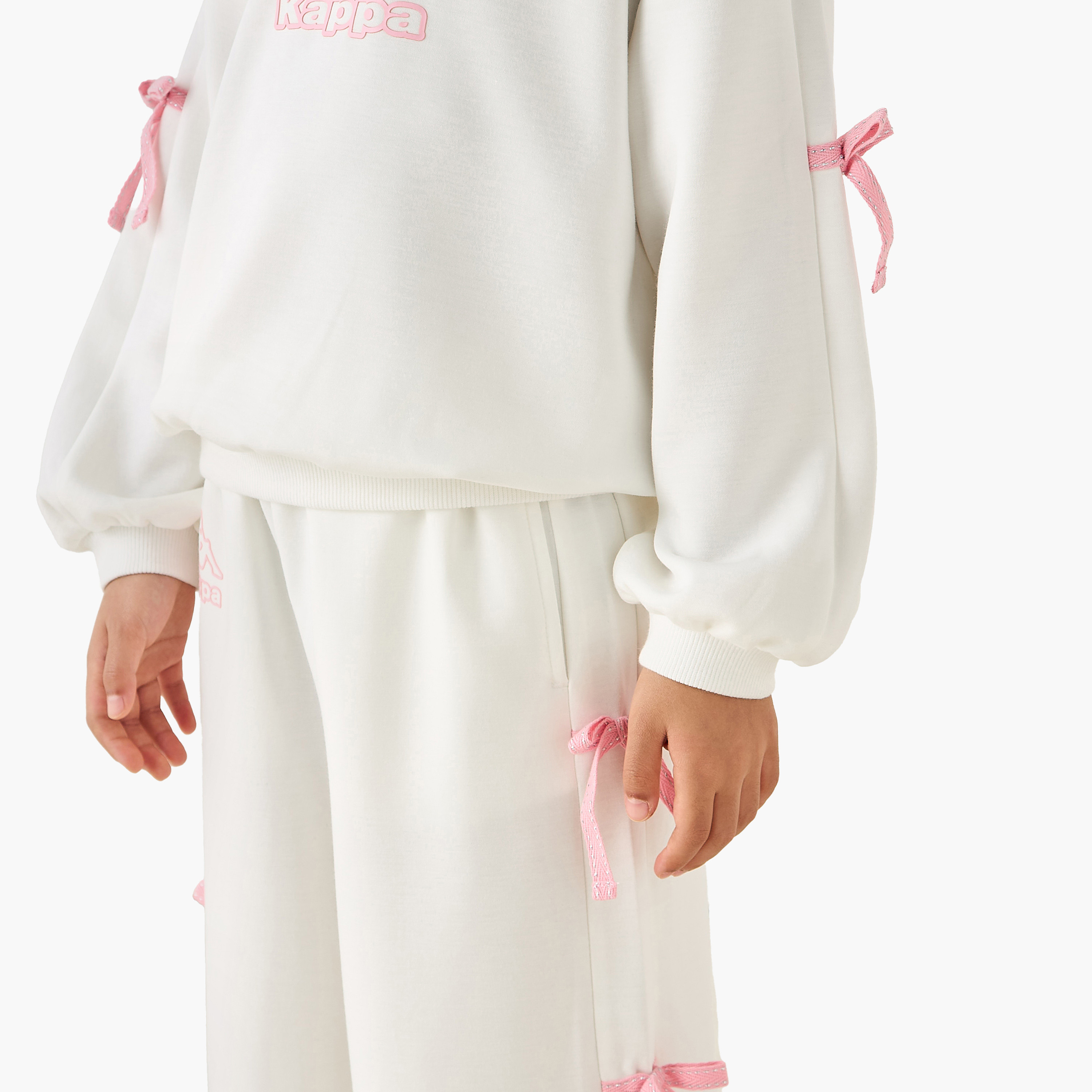Kappa Crew Neck Long Sleeves Sweatshirt and Pants Set with Bow Accent-girls-clothing-setsandcoords-image-5