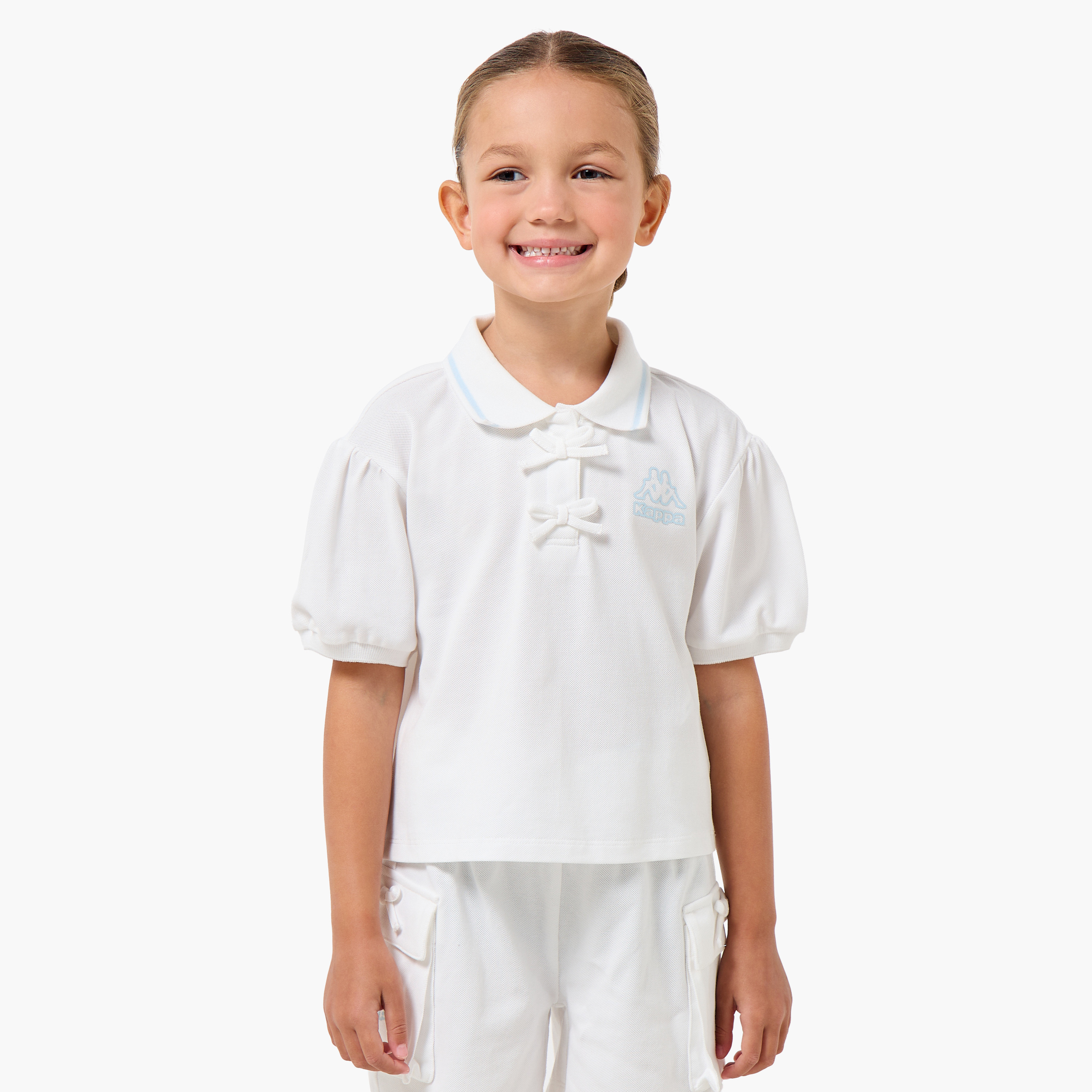 Kappa Collared Short Sleeves Polo T-shirt and Shorts Set with Logo Print-baby-girls-clothing-setsandcoords-image-2