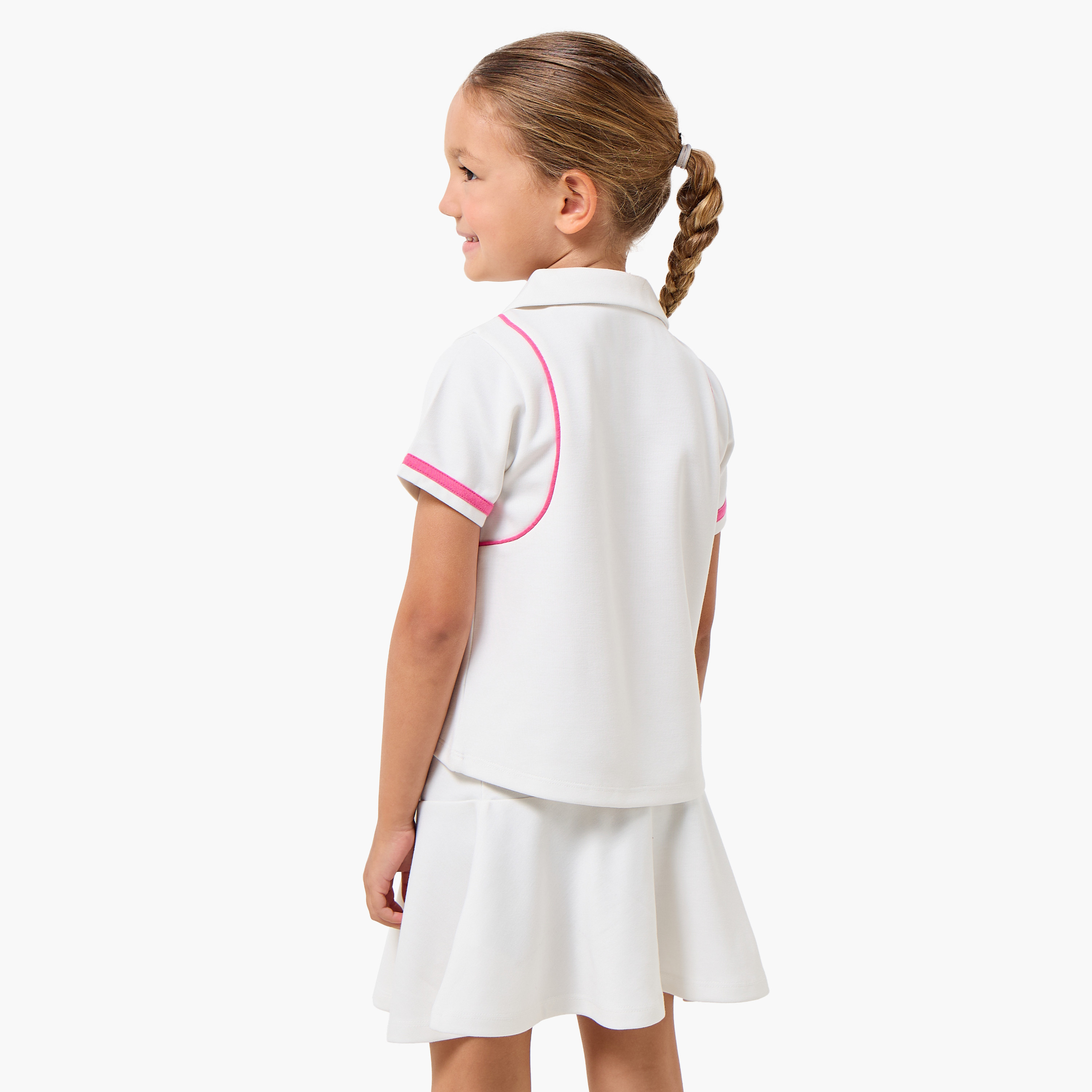 Kappa Peter Pan Collar Short Sleeves T-shirt and Skirt Set with Logo Print-baby-girls-clothing-setsandcoords-image-3