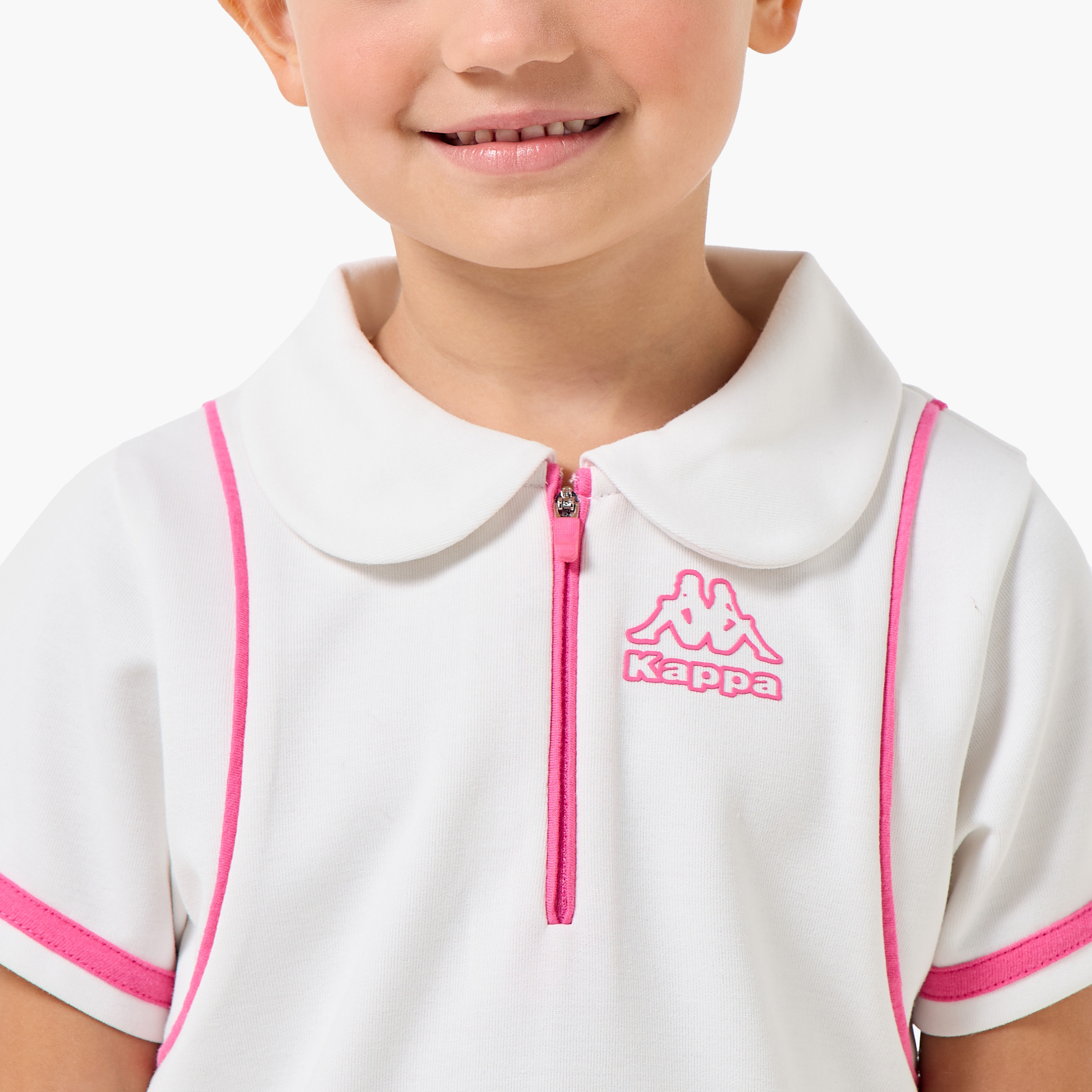 Kappa Peter Pan Collar Short Sleeves T-shirt and Skirt Set with Logo Print-baby-girls-clothing-setsandcoords-image-4