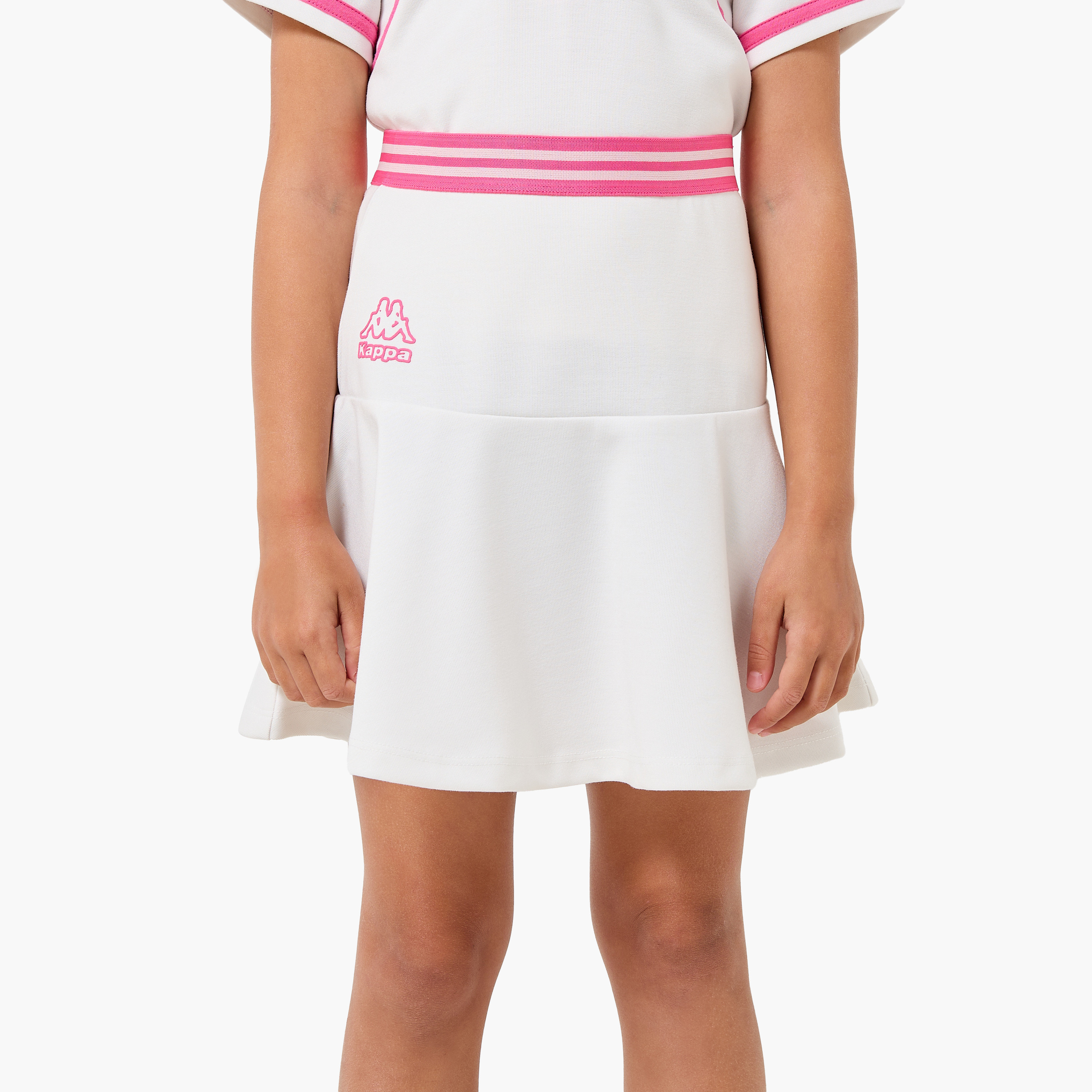Kappa Peter Pan Collar Short Sleeves T-shirt and Skirt Set with Logo Print-baby-girls-clothing-setsandcoords-image-5