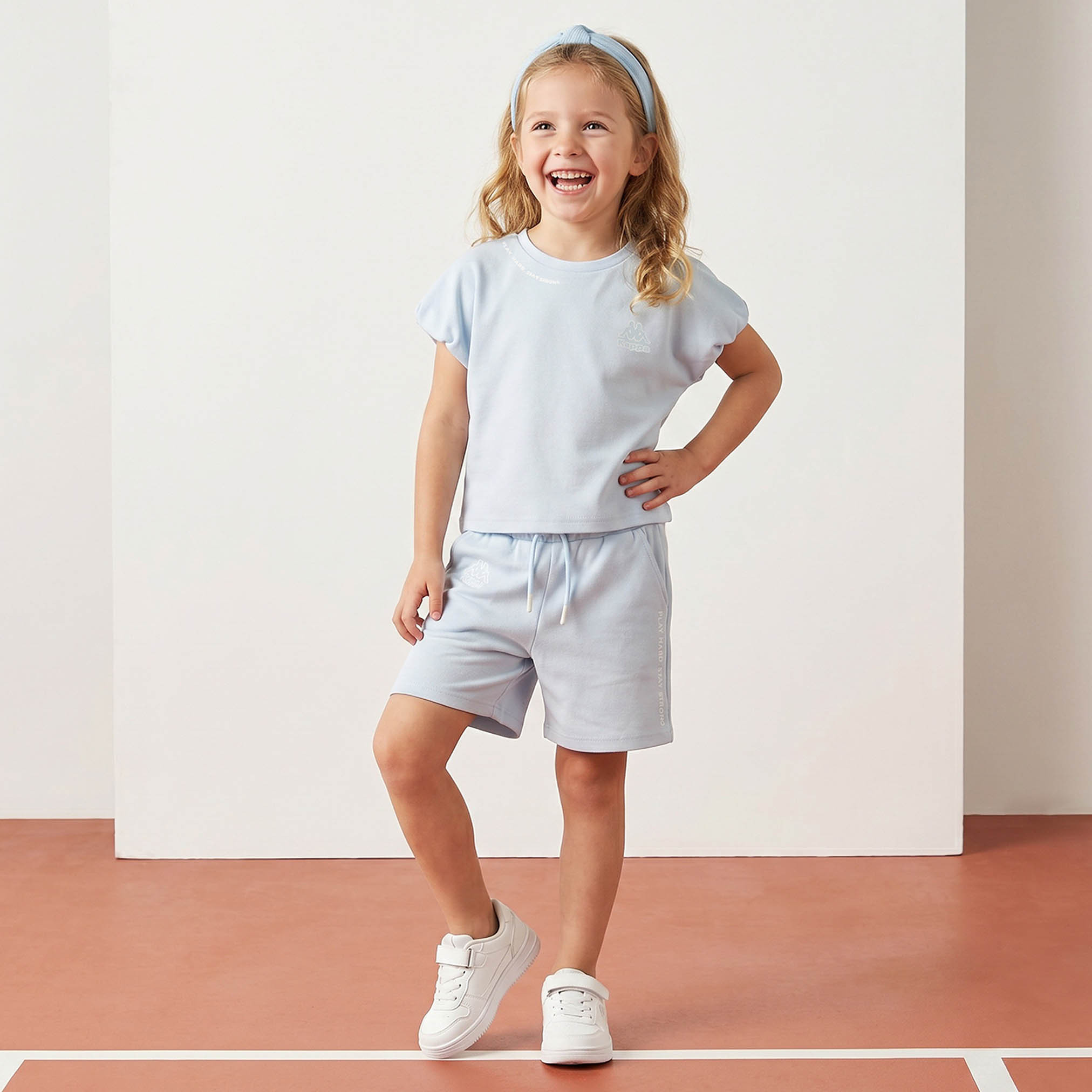 Kappa Crew Neck Short Sleeves T-shirt and Shorts Set with Drawstring Closure-girls-clothing-sportswear-sets-image-1