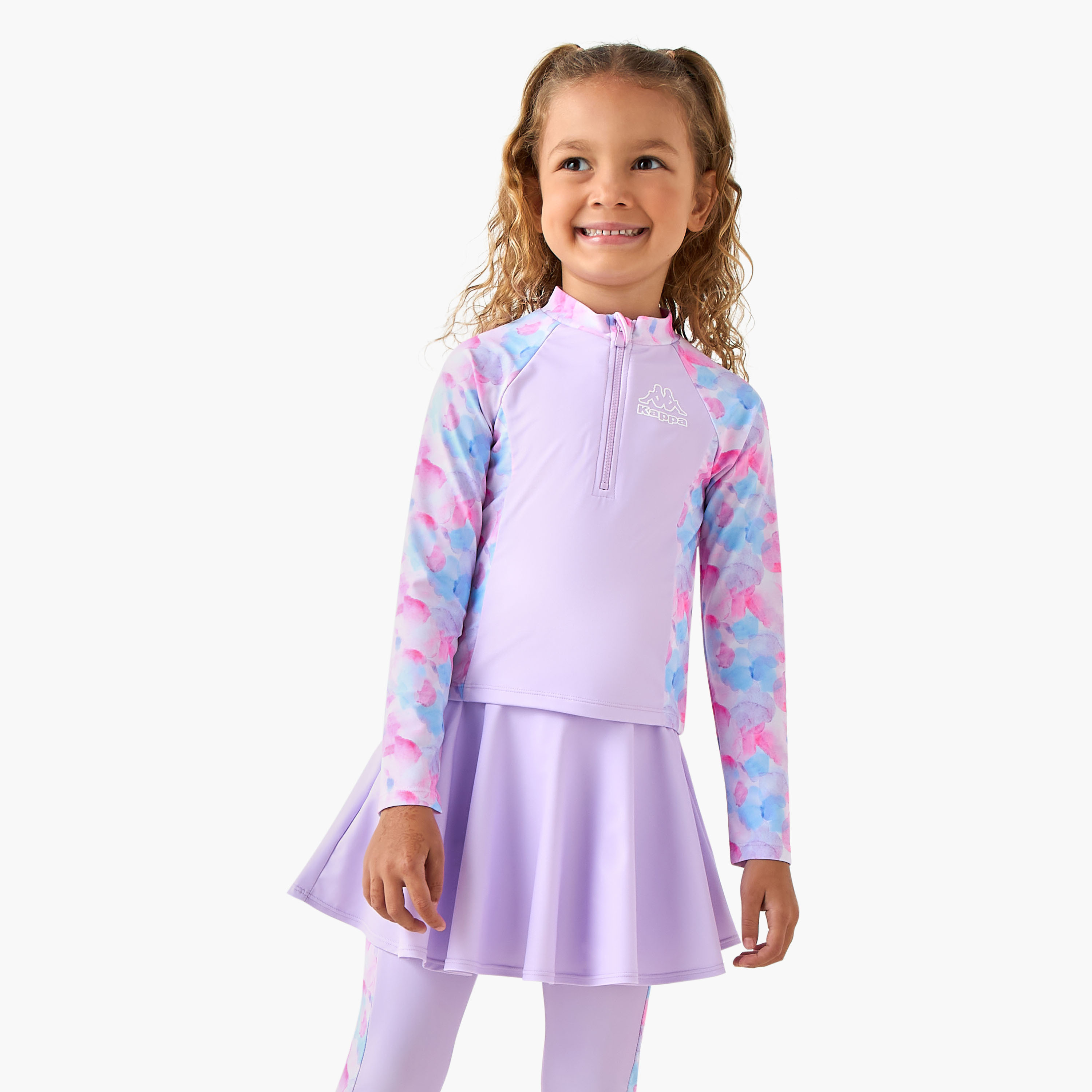 Kappa Mandarin Neck Long Sleeves Swim Top and Leggings with Abstract Print-girls-clothing-swimwear-image-2