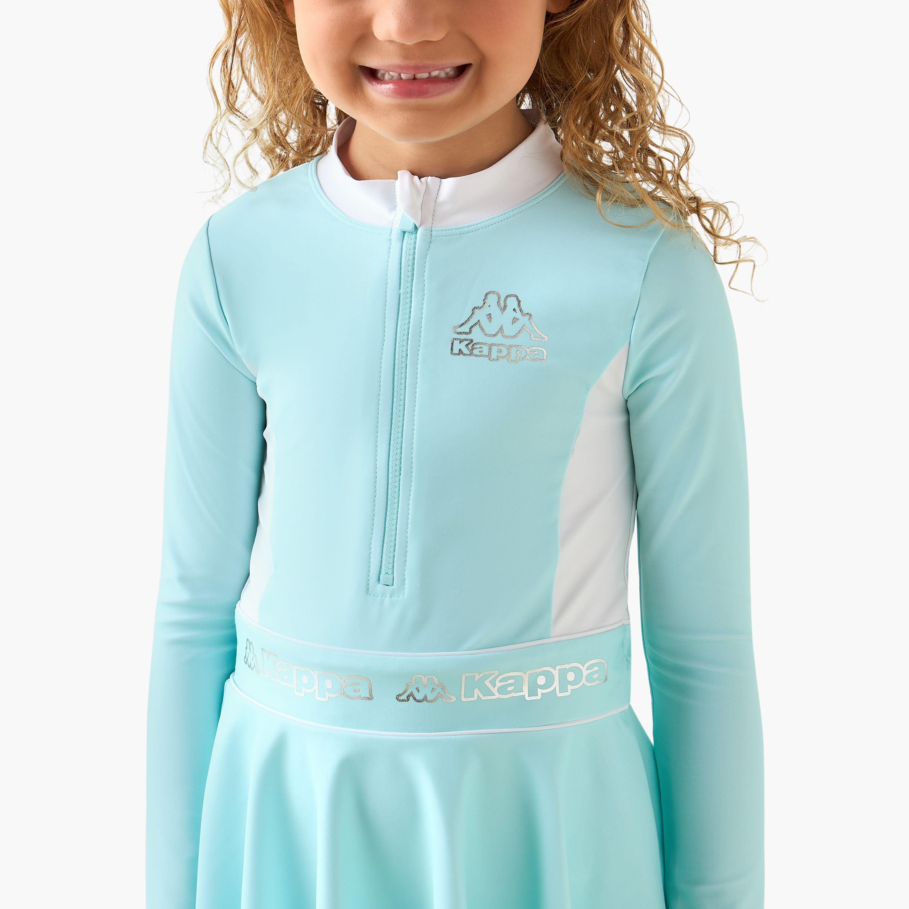 بدلة سباحة بياقة مستديرة وأكمام طويلة وطبعات من كابا-girls-clothing-sportswear-swimwear-image-4