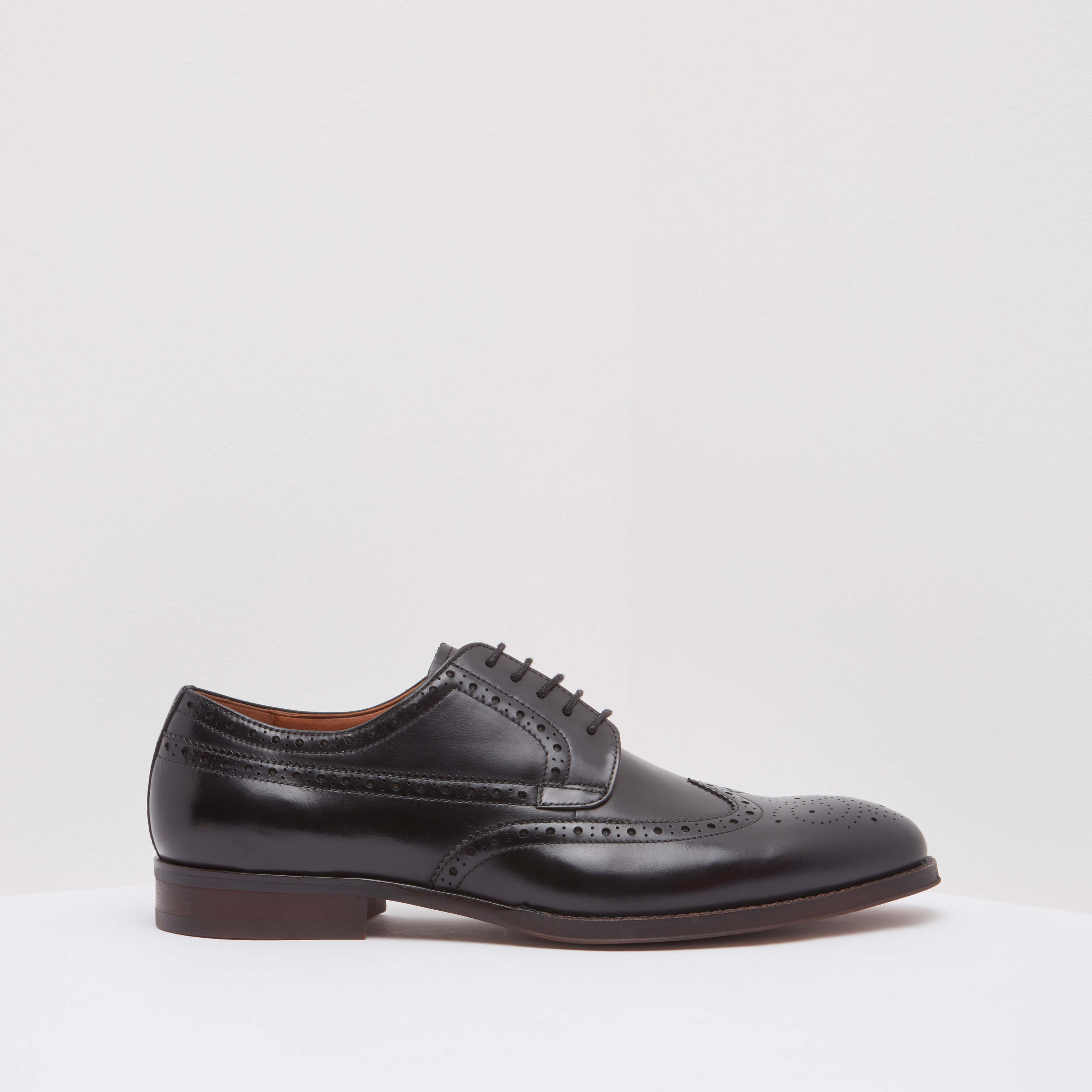 Perforated Brogue Shoes with Lace Up Closure