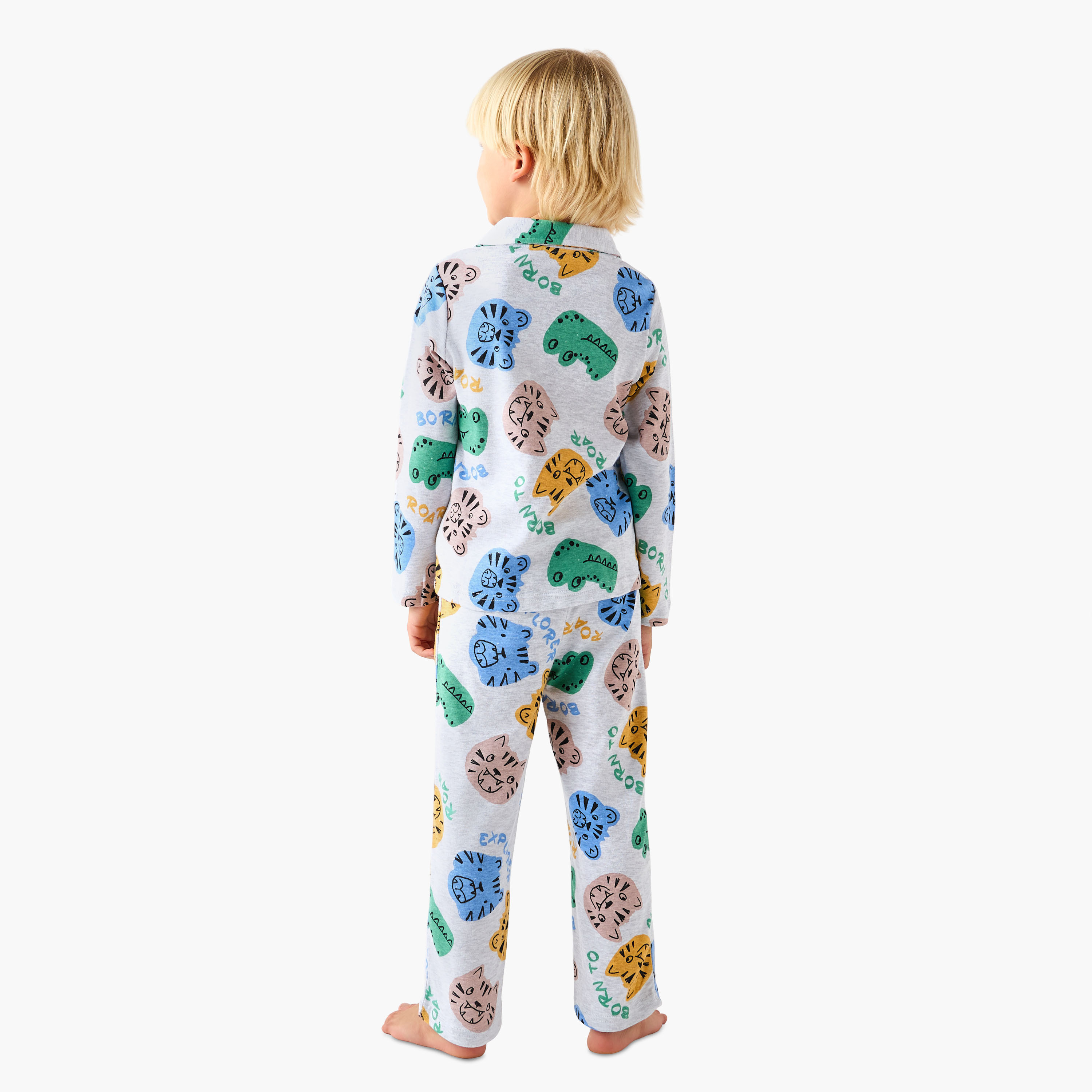 Juniors Collared Long Sleeves Pyjama Set-boys-clothing-nightwear-image-4