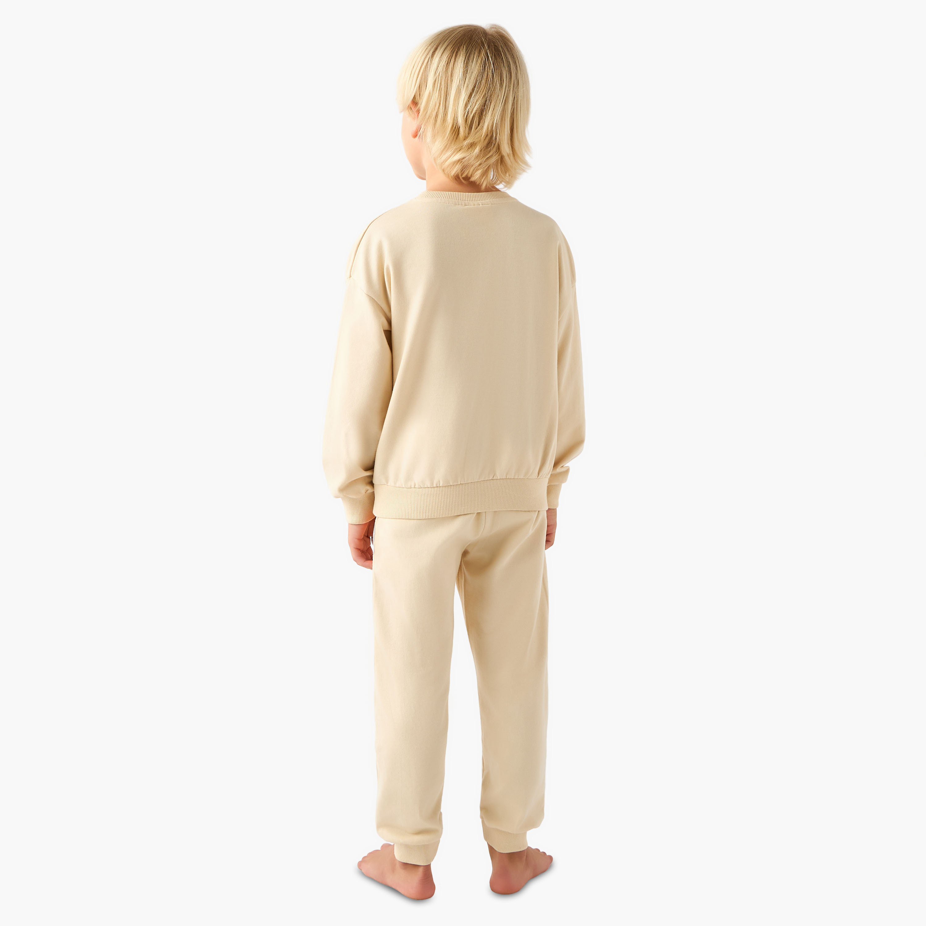 Juniors Crew Neck Long Sleeves Pyjama Set with Lion Applique-boys-clothing-nightwear-image-4