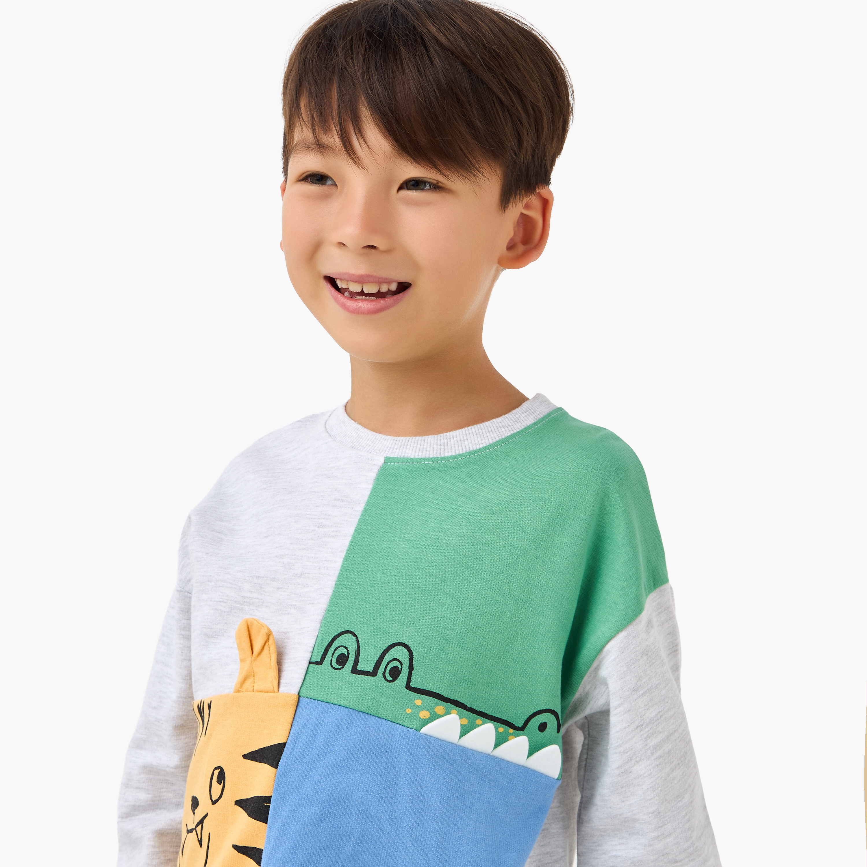 Juniors Cotton Round Neck Long Sleeves Pyjama Set with Applique-boys-clothing-nightwear-image-5