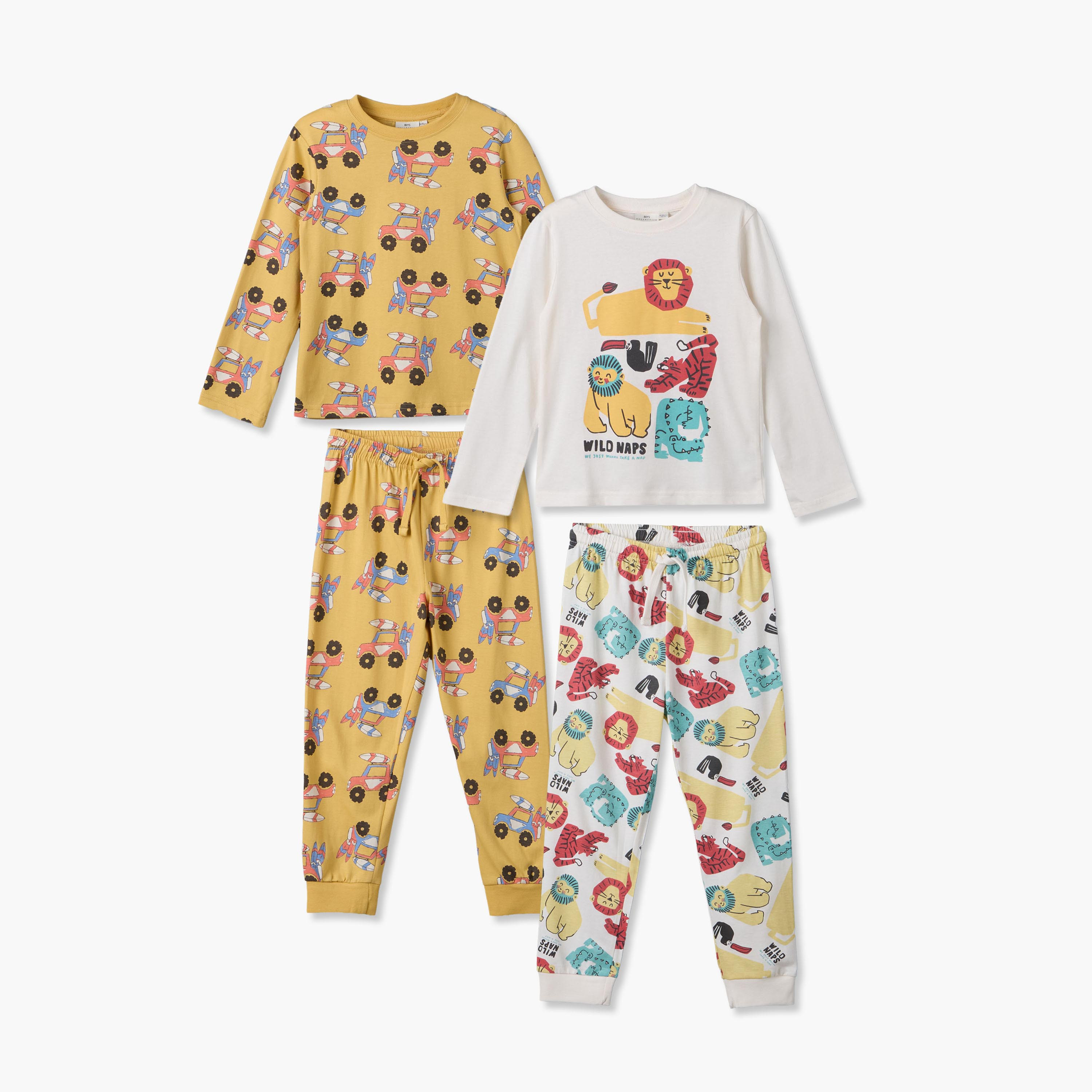 طقم من 2 - طقم بيجاما قطن بياقة ضيقة وأكمام طويلة وطبعات من جونيورز-boys-clothing-nightwear-image-1