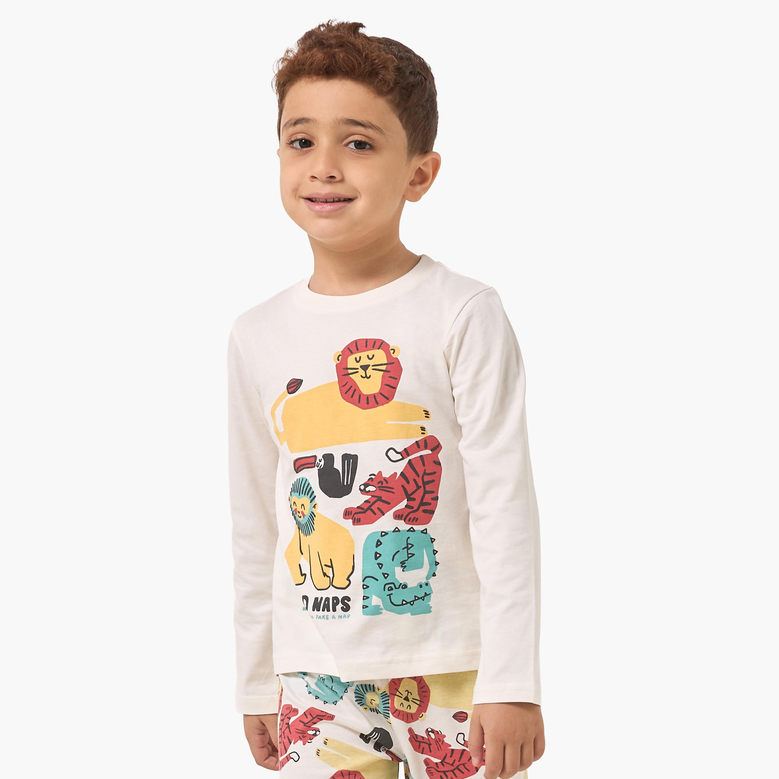 طقم من 2 - طقم بيجاما قطن بياقة ضيقة وأكمام طويلة وطبعات من جونيورز-boys-clothing-nightwear-image-3