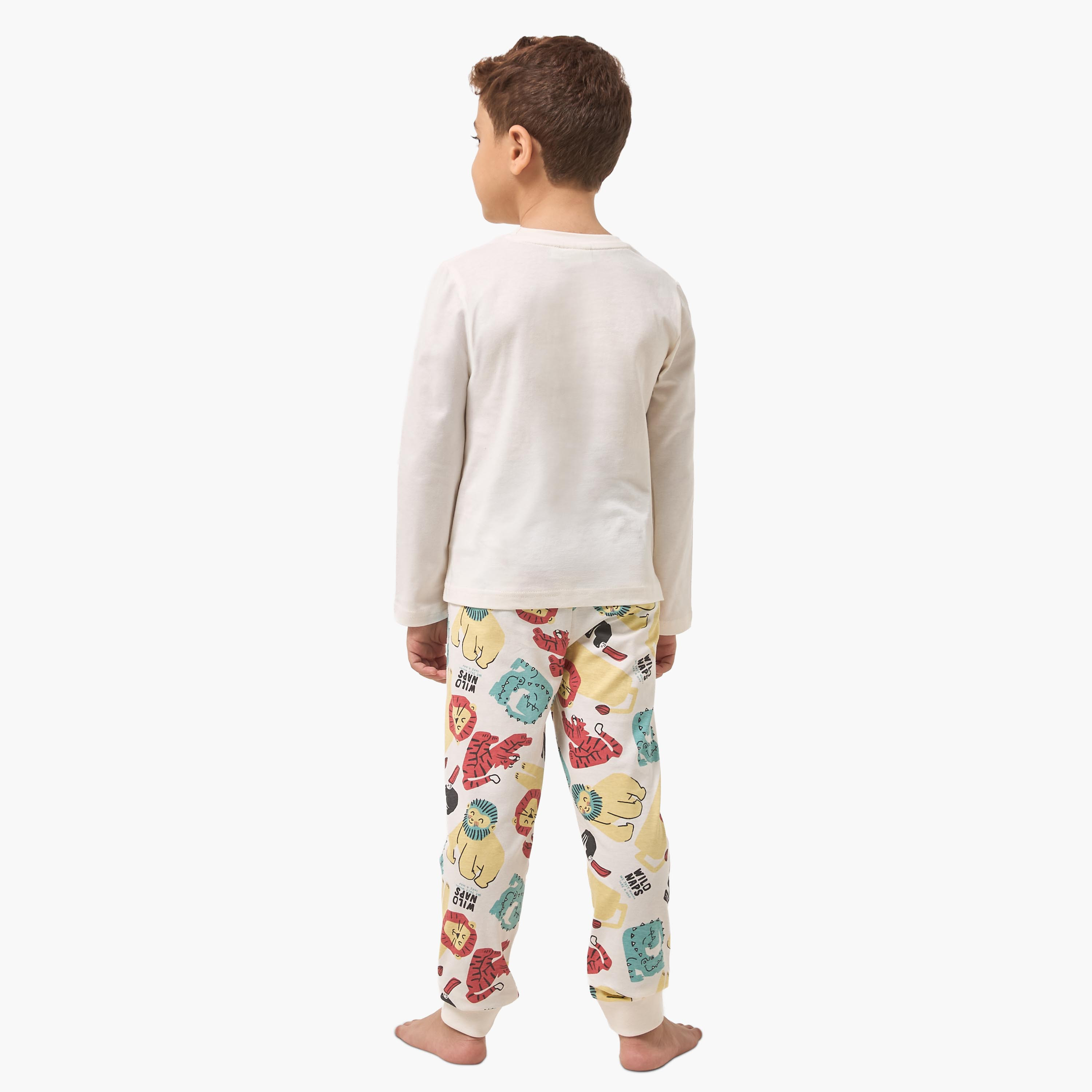 طقم من 2 - طقم بيجاما قطن بياقة ضيقة وأكمام طويلة وطبعات من جونيورز-boys-clothing-nightwear-image-5