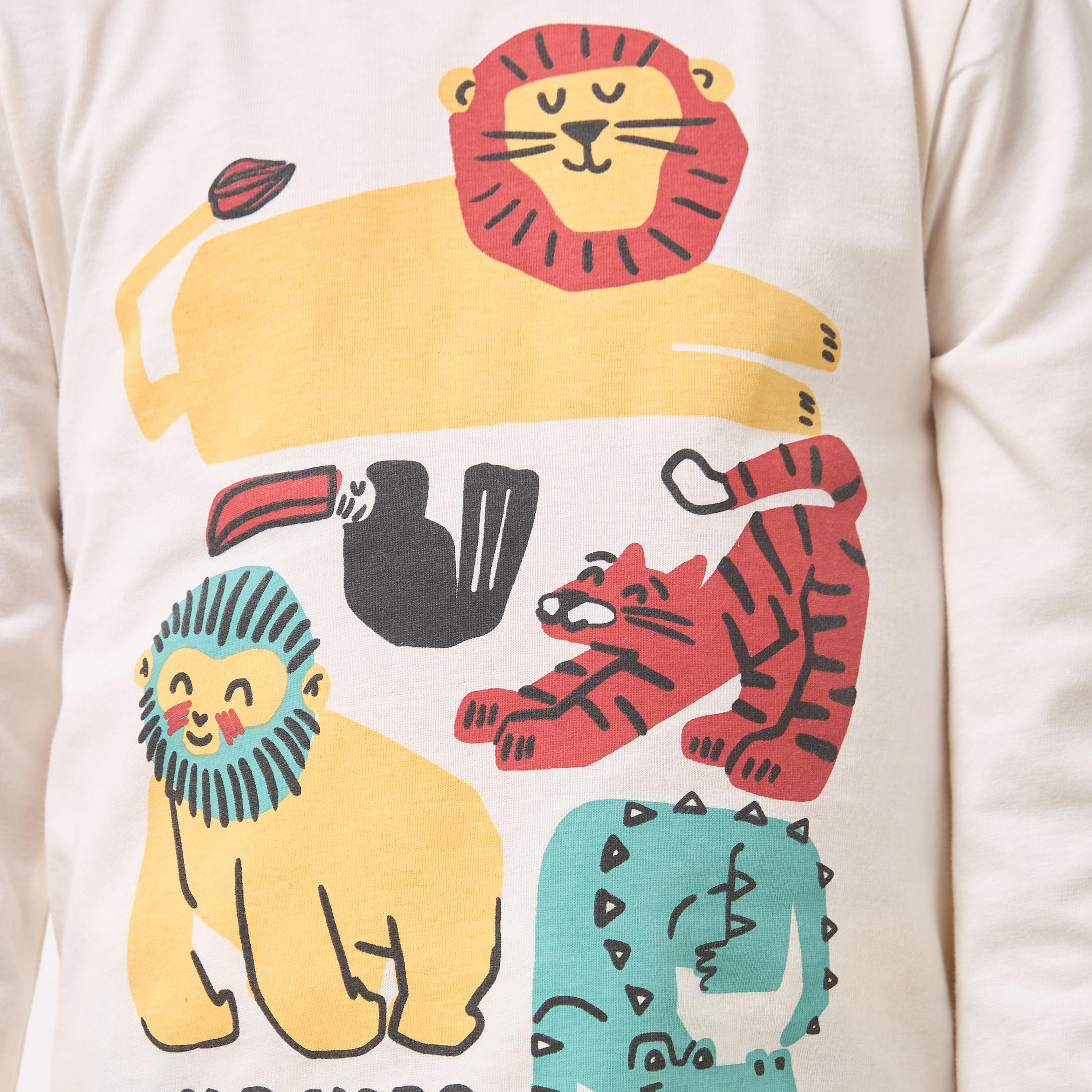 طقم من 2 - طقم بيجاما قطن بياقة ضيقة وأكمام طويلة وطبعات من جونيورز-boys-clothing-nightwear-image-7