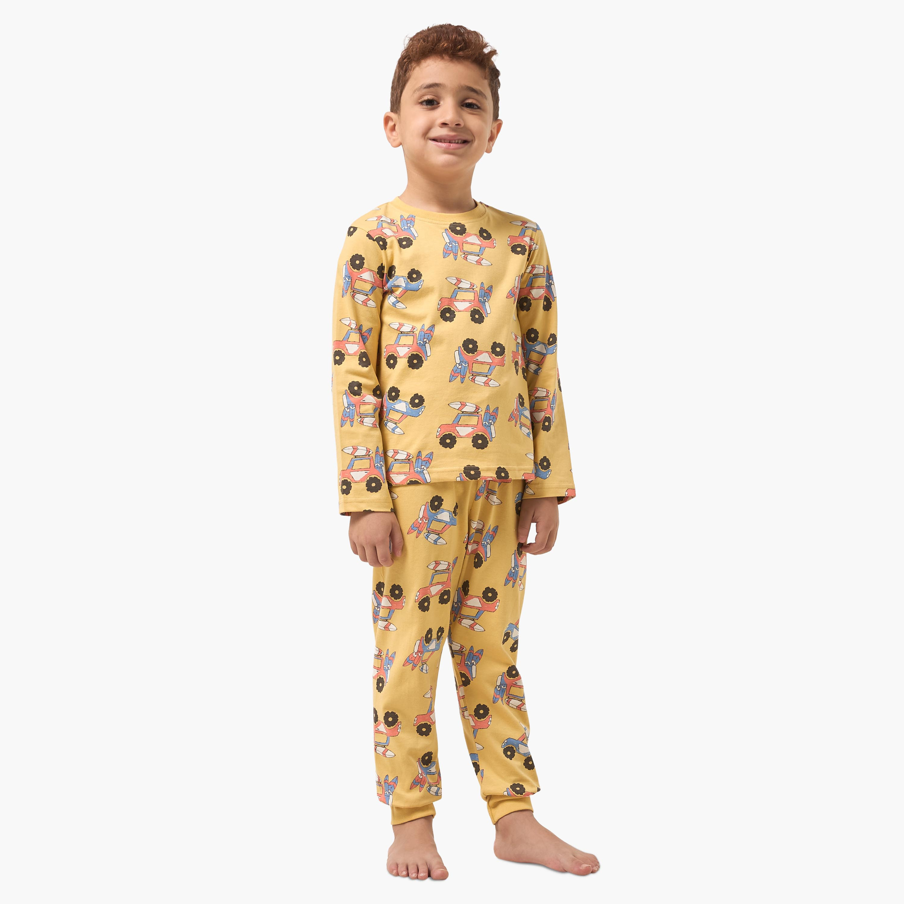 طقم من 2 - طقم بيجاما قطن بياقة ضيقة وأكمام طويلة وطبعات من جونيورز-boys-clothing-nightwear-image-9