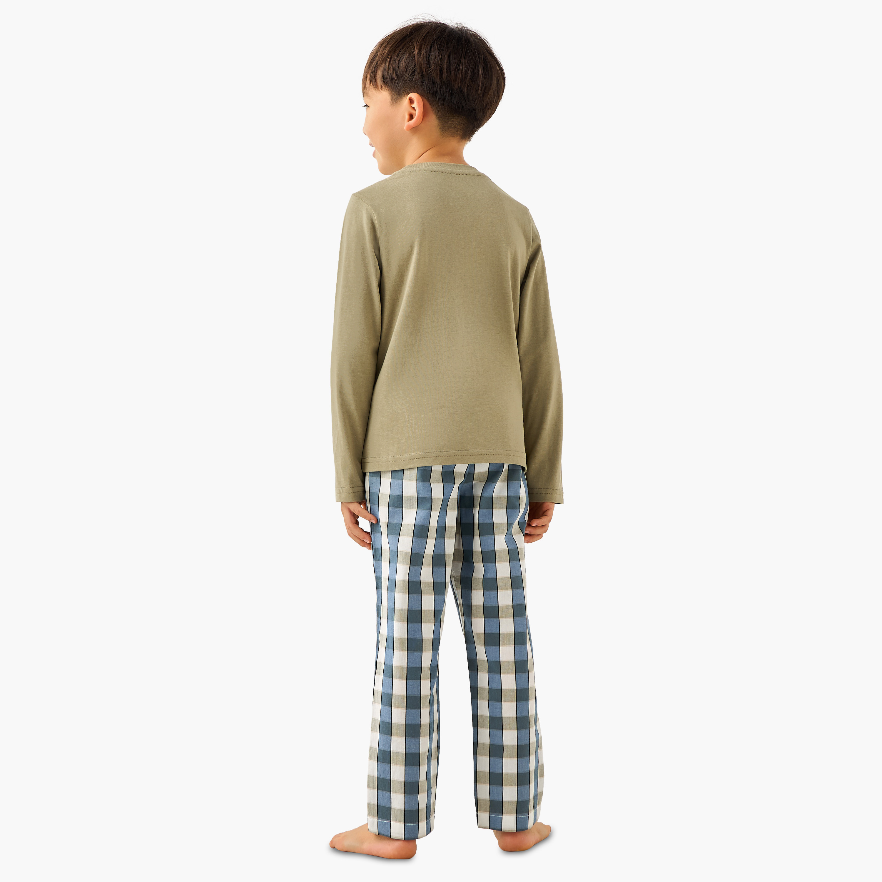 Juniors Cotton Crew Neck Long Sleeves Pyjama Set with Graphic Print-boys-clothing-nightwear-image-4